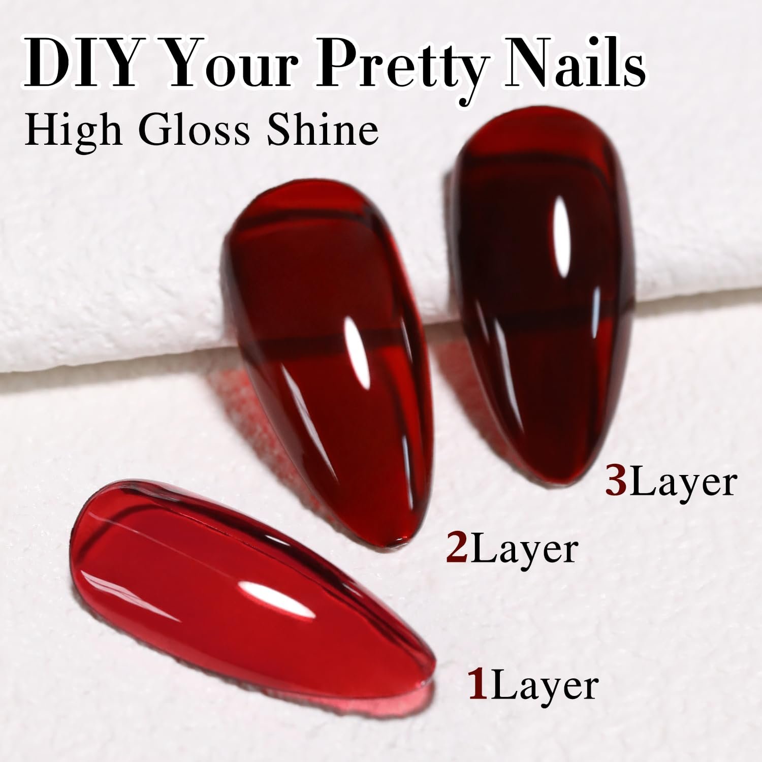 Double Rhythm 0.5Oz Jelly Gel Polish Translucent Sheer Neutral Natural Light Milky Same Color Same Bottle 15ML Burgundy Gel DIY at Home (Blood Red-A1371) - Image 5