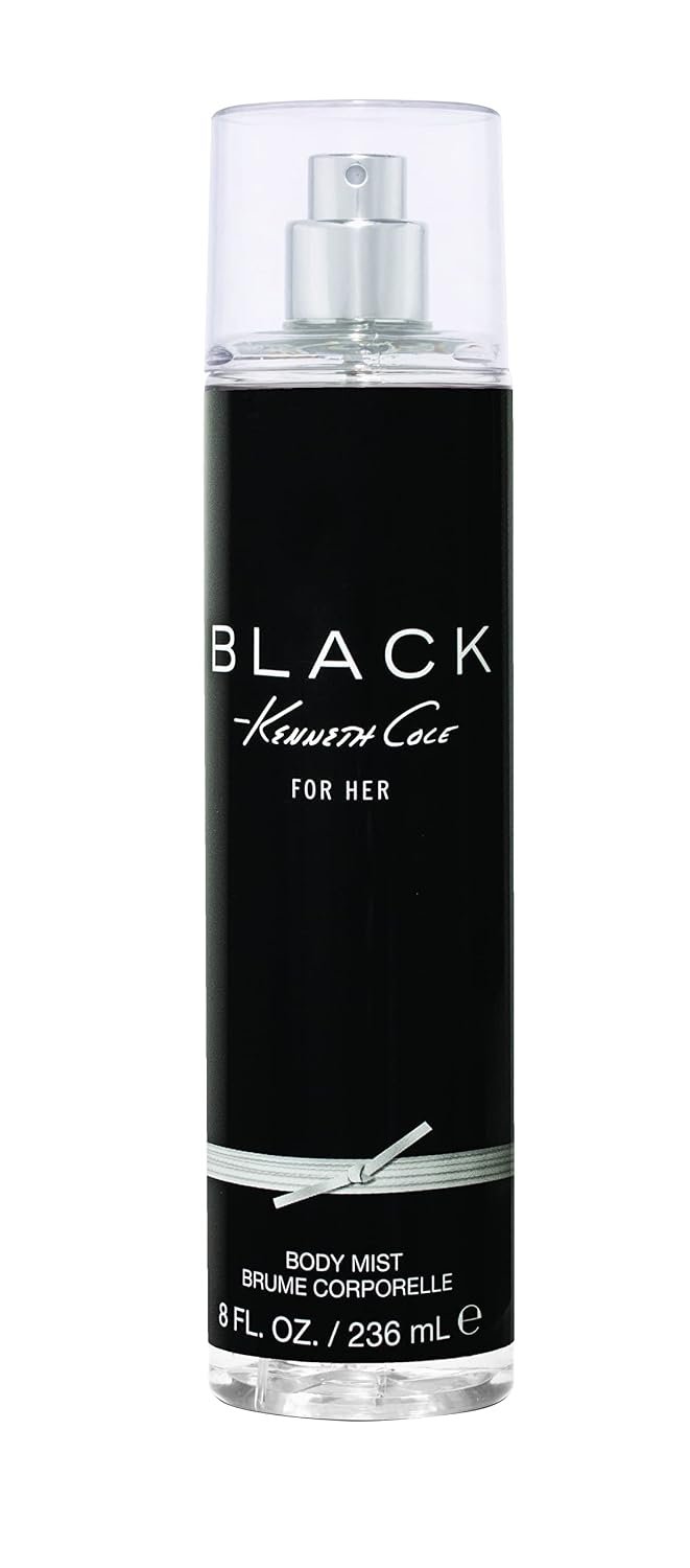 Kenneth Cole Black For Her Body Spray Mist for Women, 8 Fl Oz | Notes of Florals, Citrus, Sandalwood, and Musk, Feminine Scent, Everyday Wear Fragrance