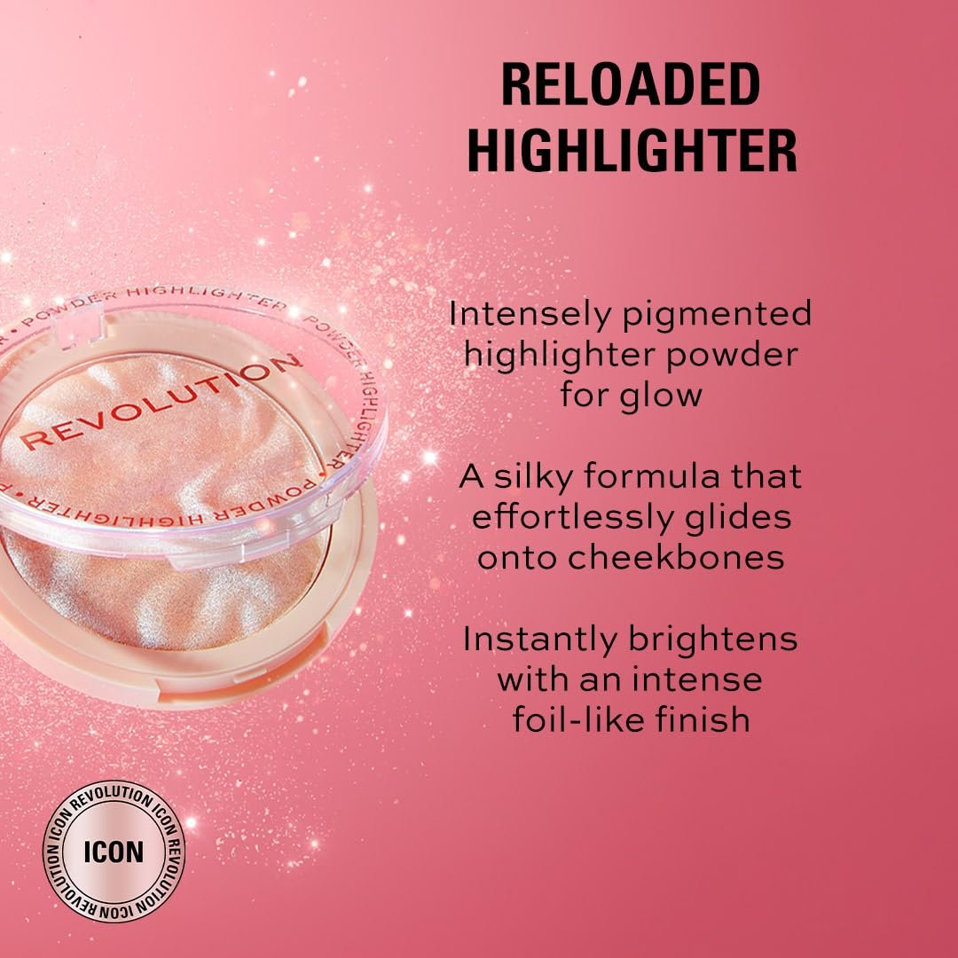 Revolution Reloaded Pressed Powder Highlighter, Dare to Divulge | Intensely Pigmented for a High-Impact Glowy Finish, Vegan & Cruelty-Free, 0.22 oz - Image 2