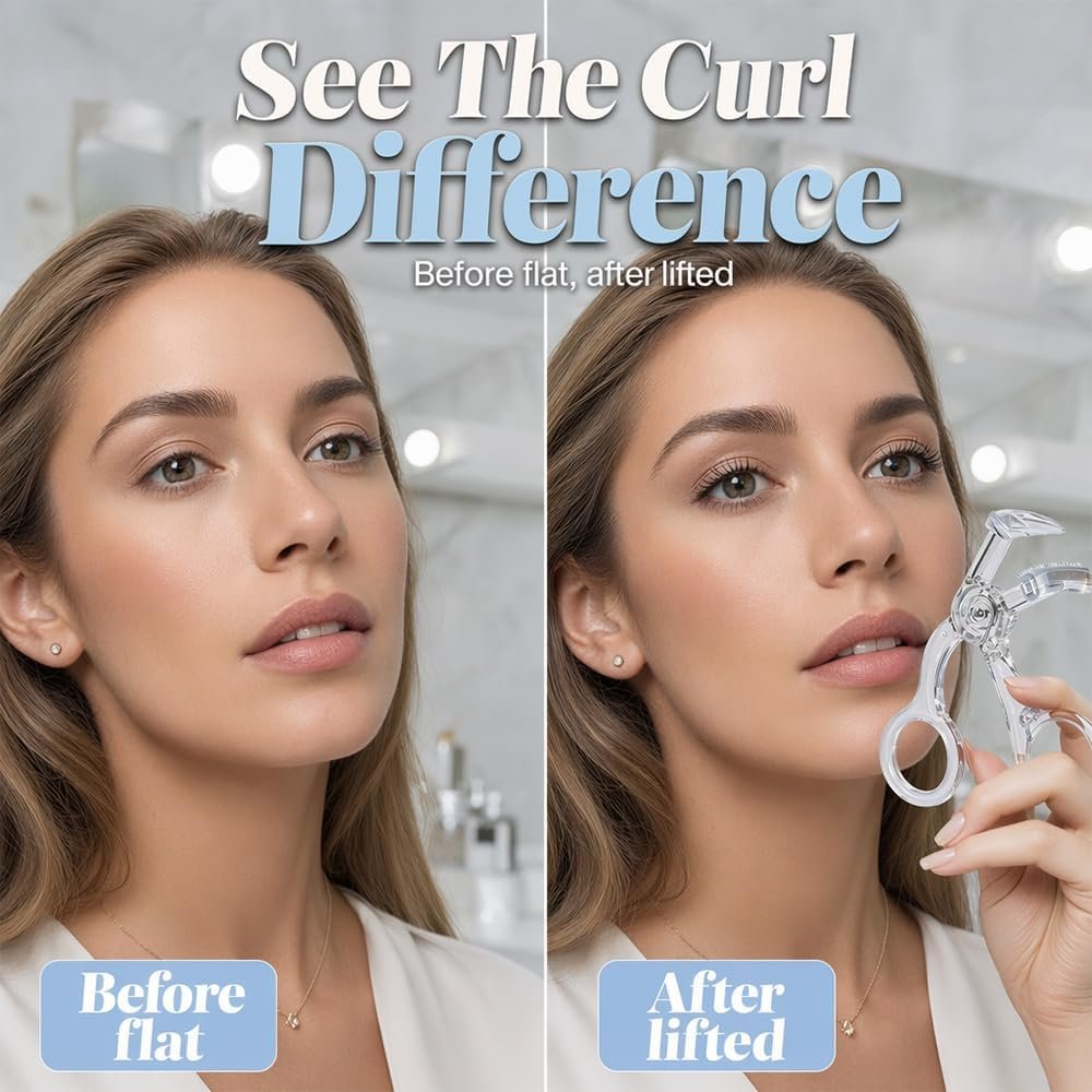 Wide-Angle Eyelash Curler with Comb, Precision Lash Curler (White) | Wide-Angle Eyelash Curler with Comb Helps Separate and Shape Lashes for Smooth, Natural-Looking Curls - Image 3