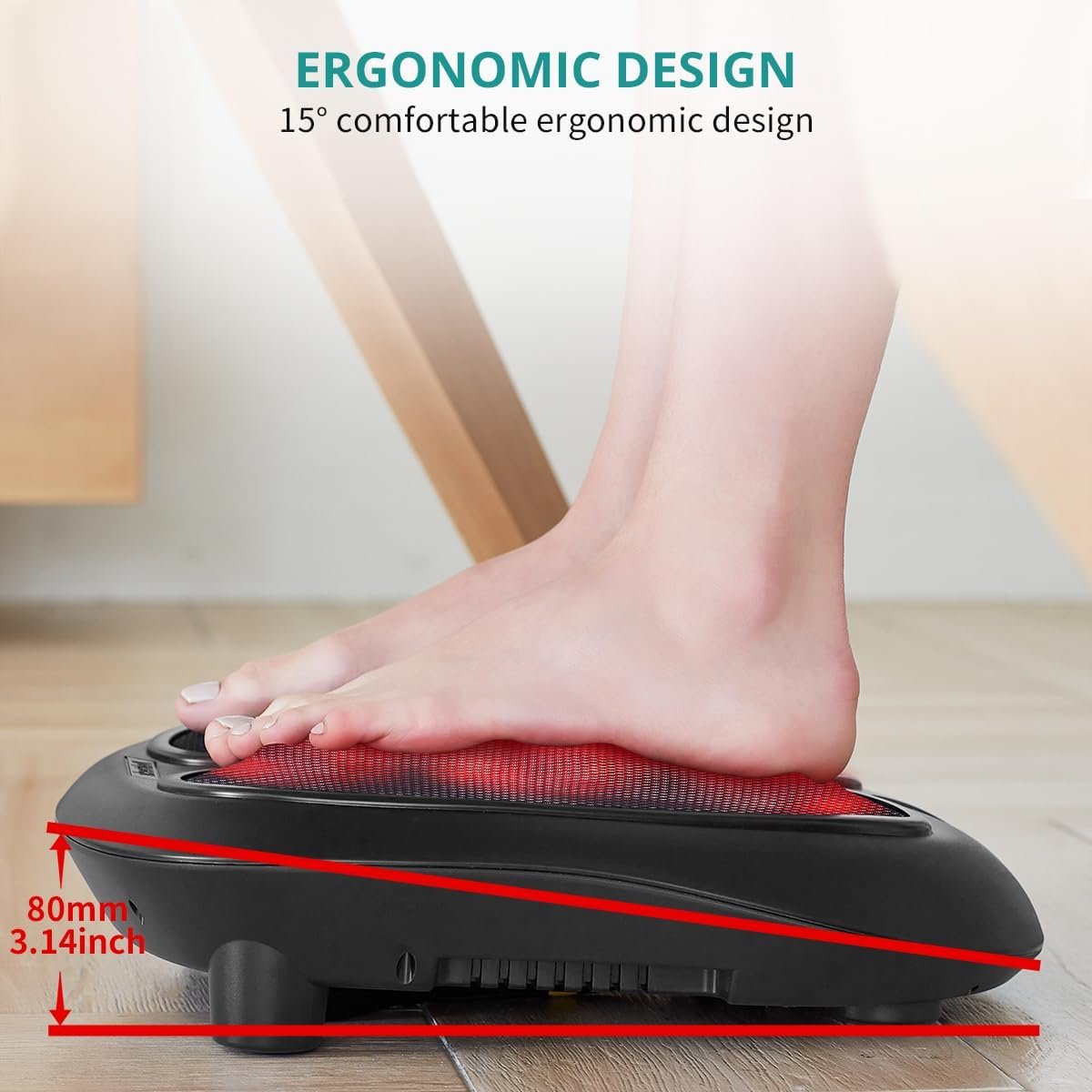 Nekteck Foot Massager with Heat, HSA Eligible FSA Massage Tools Gifts | Shiatsu Heated Electric Kneading Foot Massager Machine for Plantar Fasciitis, Built-in Infrared Heat Function and Power Cord - Image 7