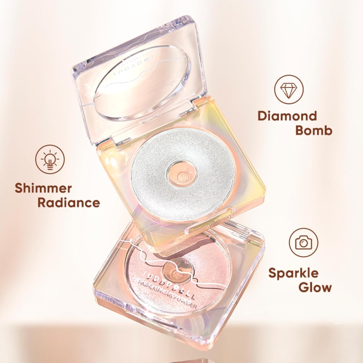 JUDYDOLL Starlight Highlighting Powder, Face Highlighter,Buildable Finishes from Natural to Sparkle, Photo-Ready Glow for All Skin Tones,Luminous & Translucent (01 Greamy Glow) - Image 4