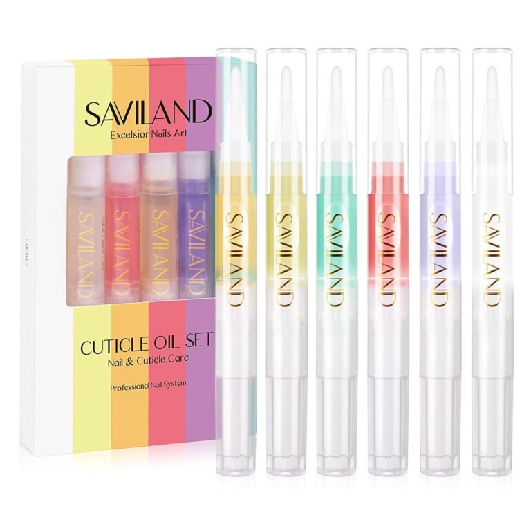 SAVILAND Natural Cuticle Oil Pen 6Pcs Vitamin E for Damaged Thin Nails | Revitalizing Cuticle Softener, Overnight Repair, Nail Strengthener, Plant-Based Jojoba & Olive Oil, Mess-Free Pen Applicator