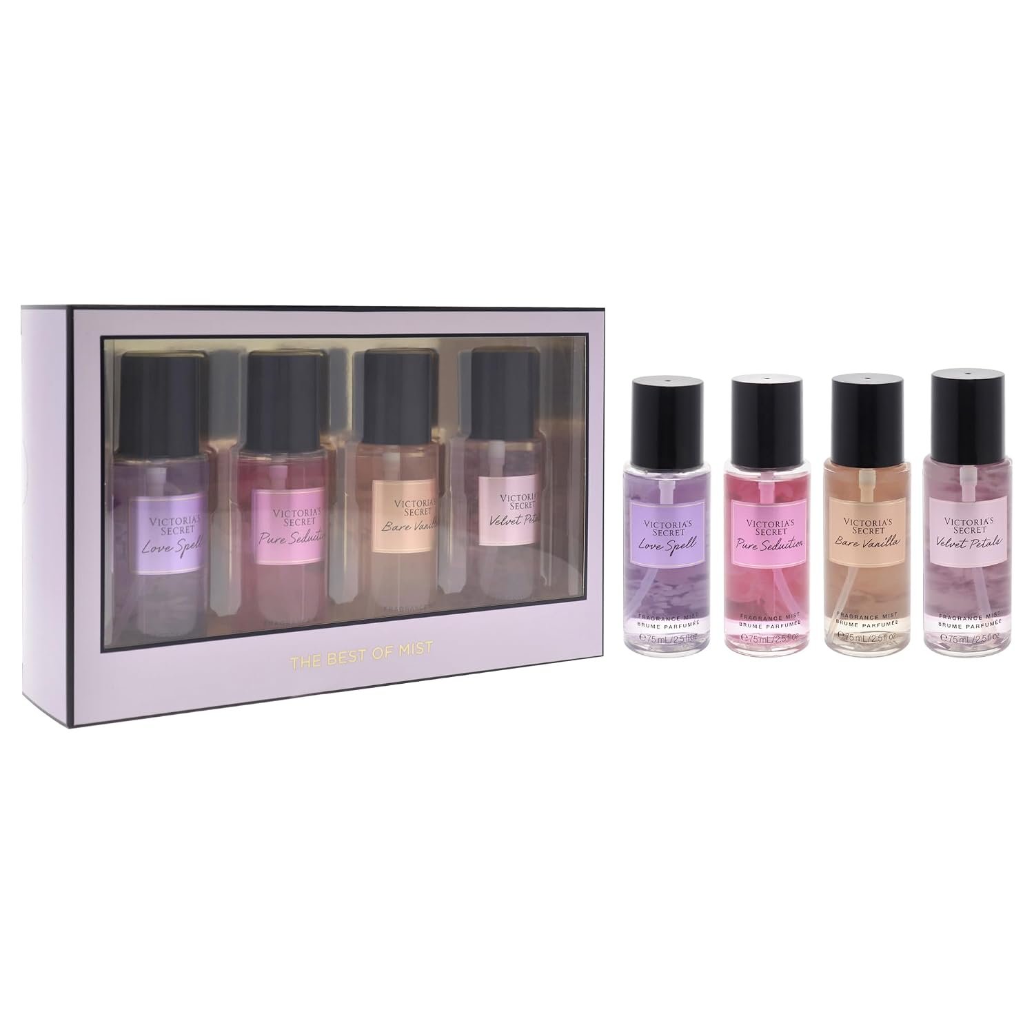Victorias Secret The Best of Mist Set for Women - 4 Pc Gift Set with Love Spell & Pure Seduction Fragrance Mists - Image 3