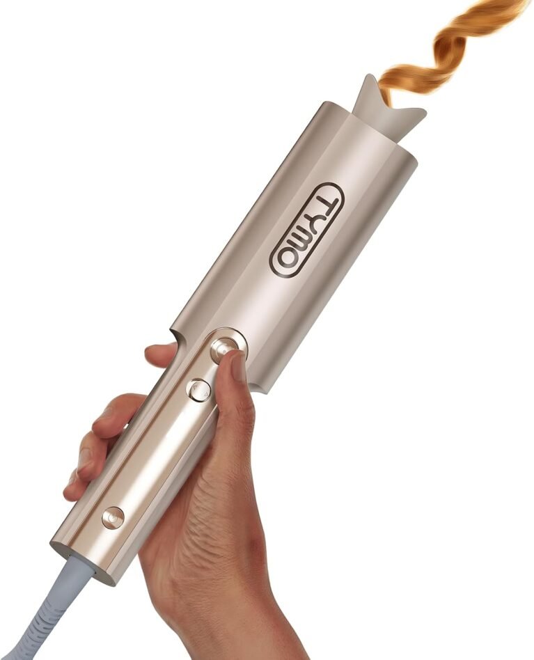 TYMO CurlPro Plus Automatic Rotating Curling Iron - Upgraded Long Barrel Curling Wand for Beach Waves & Long Hair, Ceramic Hair Curler for Women, Anti-Scald, 600M Ionic, Dual Voltage, Gold, 1 Inch