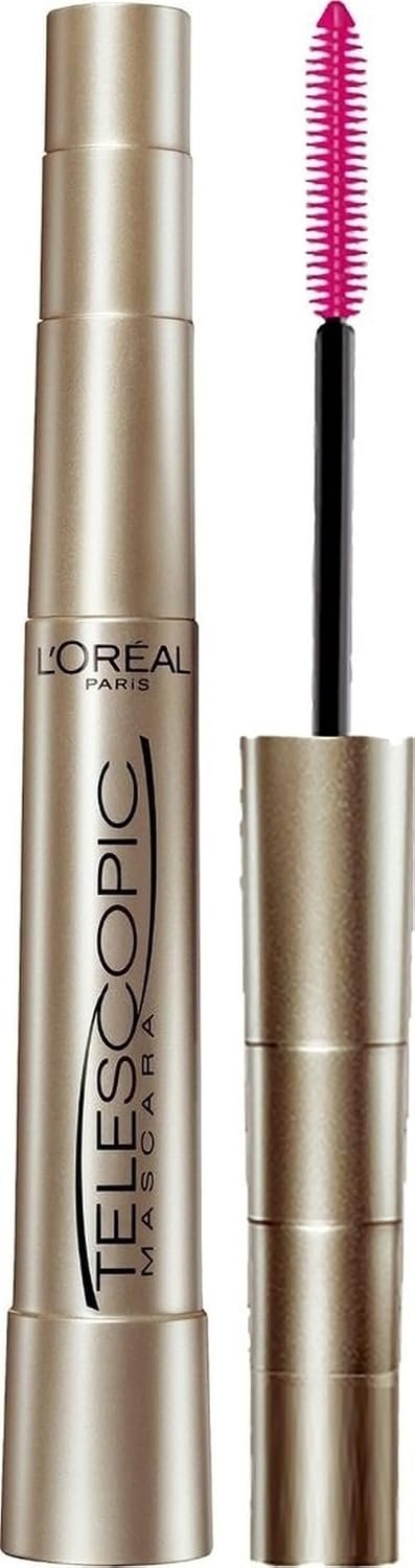 L’Oreal Paris Makeup Original Telescopic Mascara, Separating Mascara Volume and Length Formula, Washable, Blackest Black, 0.27 Fl Oz., 1 Count