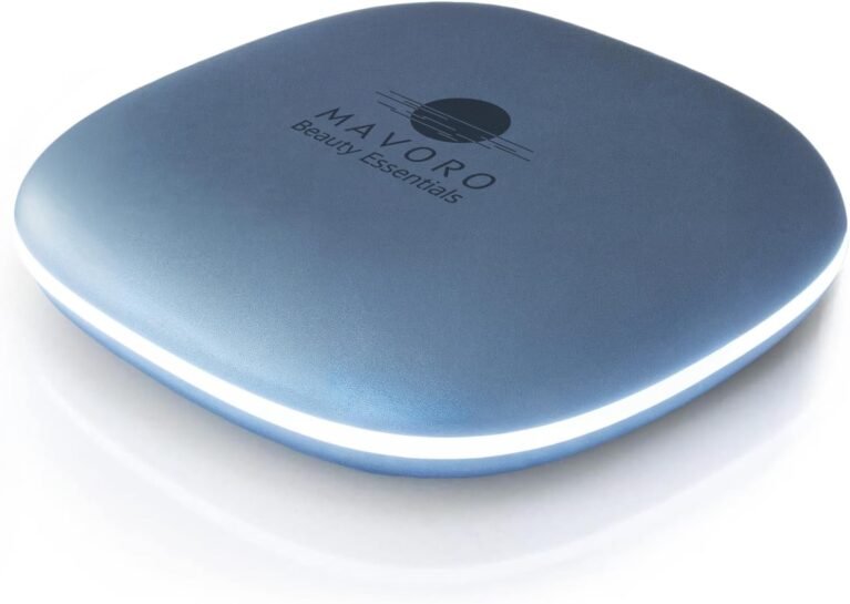 Mavoro LED Compact Makeup Mirror | 1x/10x | USB-C Charging | Arctic Sky | Touch Sensor, Dimmable 3-Mode Lighting, Natural-Looking LED Light, Plush Pouch, Compact for Travel, Purses & Handbags