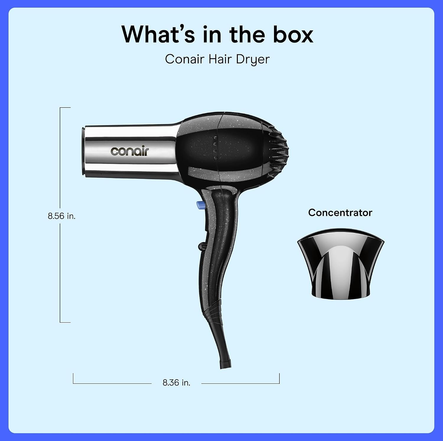 Conair Ionic Hair Dryer with Concentrator Attachment, 1875W, Full Size | Fast-drying blow dryer with various heat and speed settings and a lightweight design for effortless everyday styling - Image 7