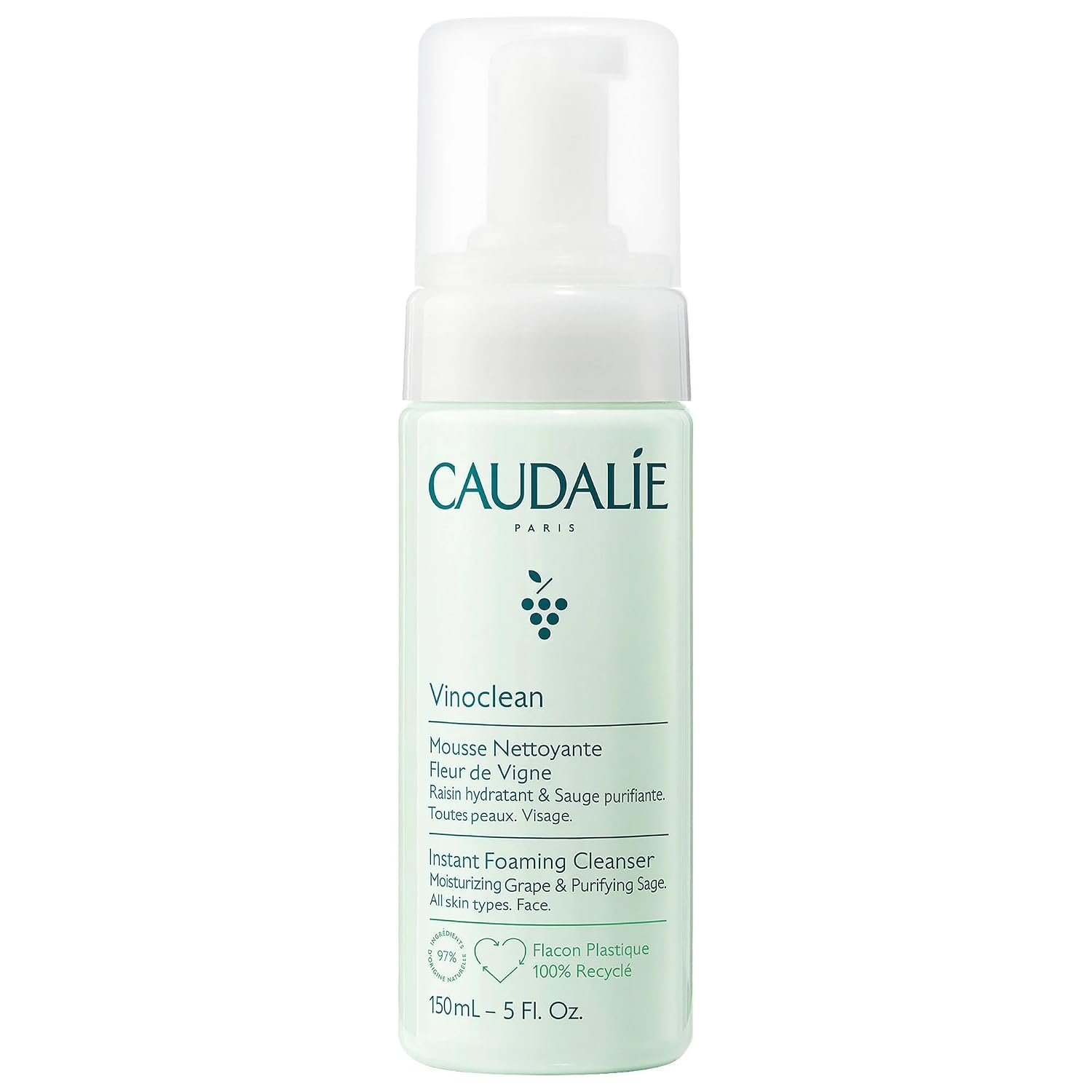 Caudalie Vinoclean Gentle Instant Foaming Facial Cleanser for All Skin Types