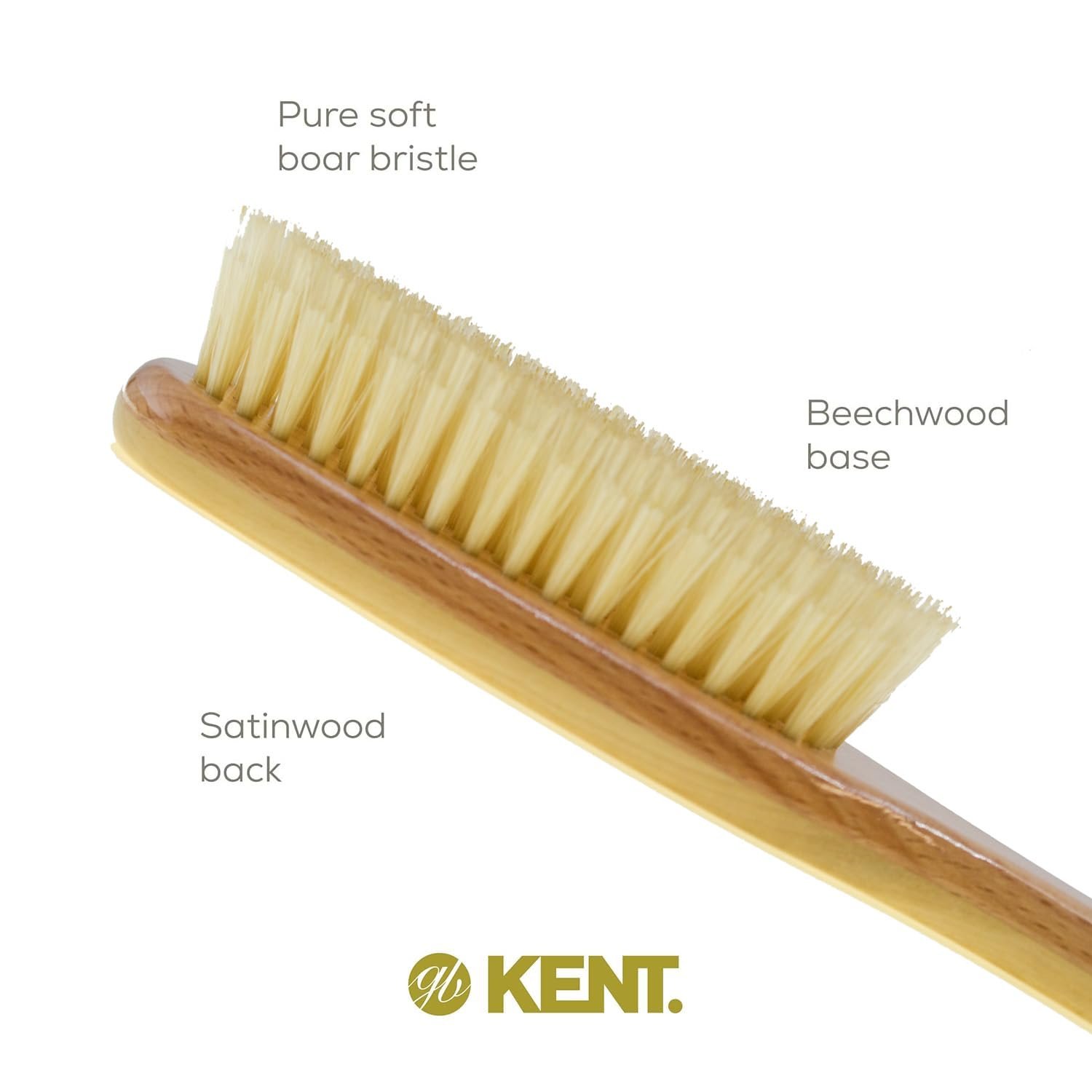 Kent LS9D Satinwood Pure Soft White Bristle Narrow Hair Brush – Boar Bristle Brush for Thin Hair. Luxury Styling, Straightening, and Smoothing. Ideal for Women. Made in England - Image 5