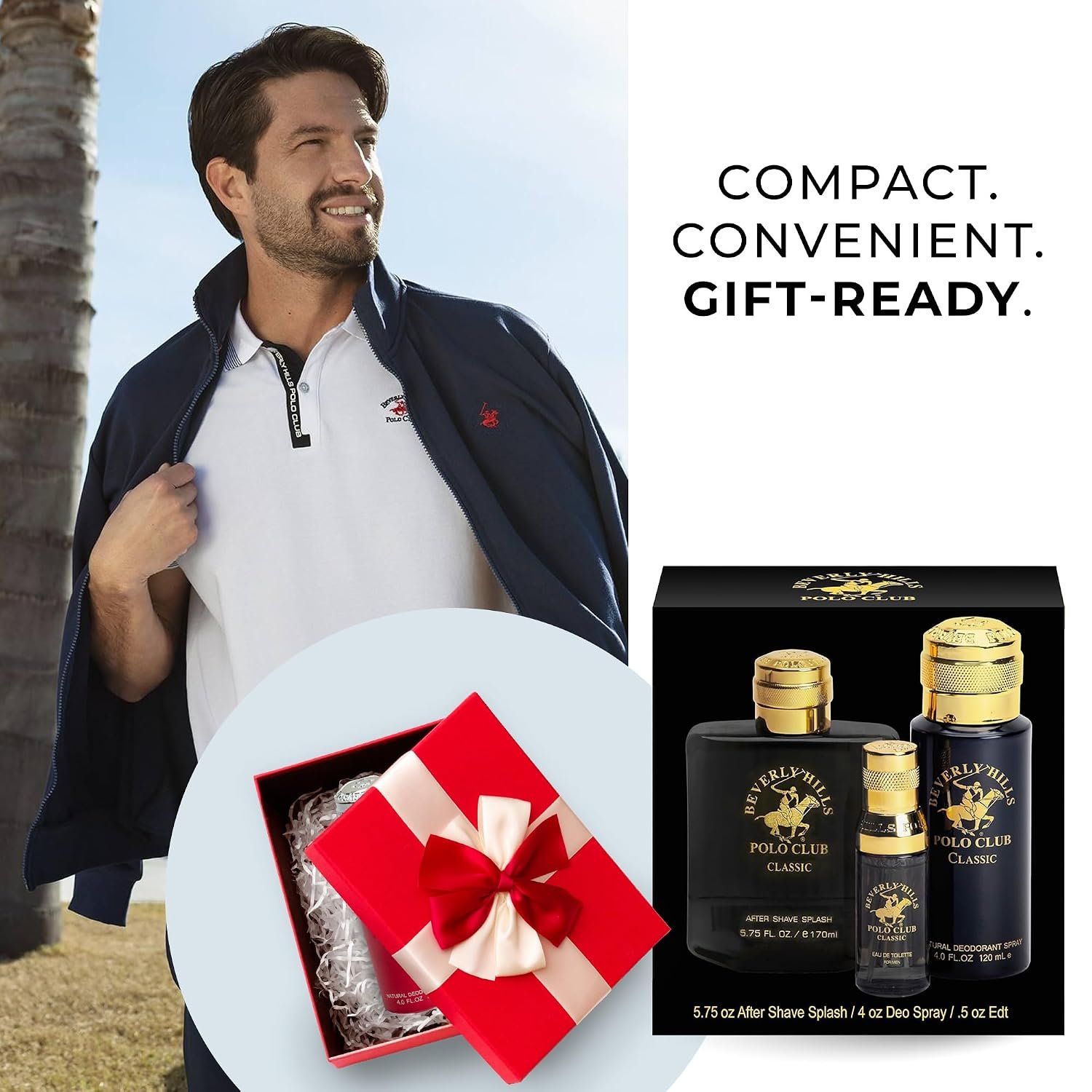 Beverly Hills Polo Club BHPC Men's Classic Fragrance Collection - 3-Piece Gift Set with Eau De Toilette, Deodorant Body Spray & After Shave Lotion - Image 3