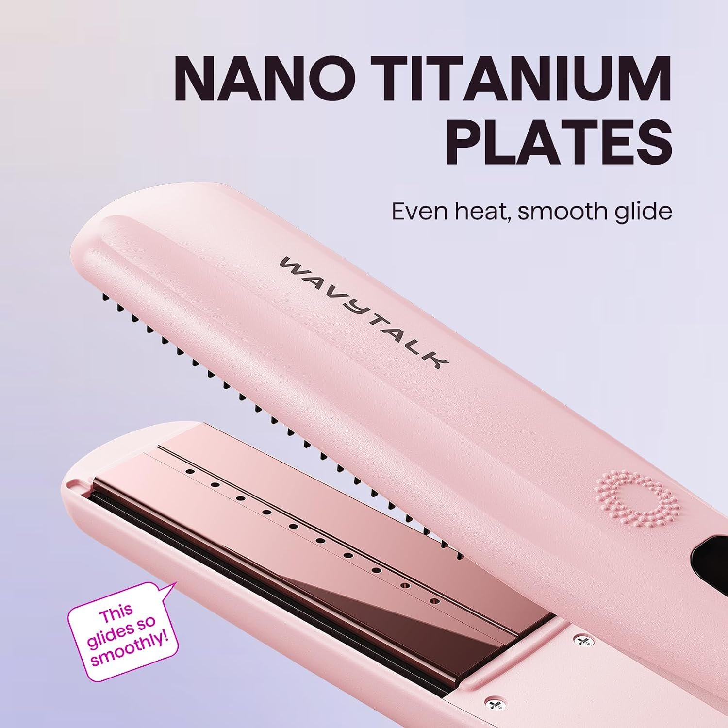 Wavytalk Steam Hair Straightener Steam Sesh for Less Heat Damage, Flat Iron | Detachable Comb, Steam Nourishes, Speeds Straightening, Fights Humidity & Frizz, Nano Titanium 1.38'' Plate, 5 Heat, Pink - Image 5