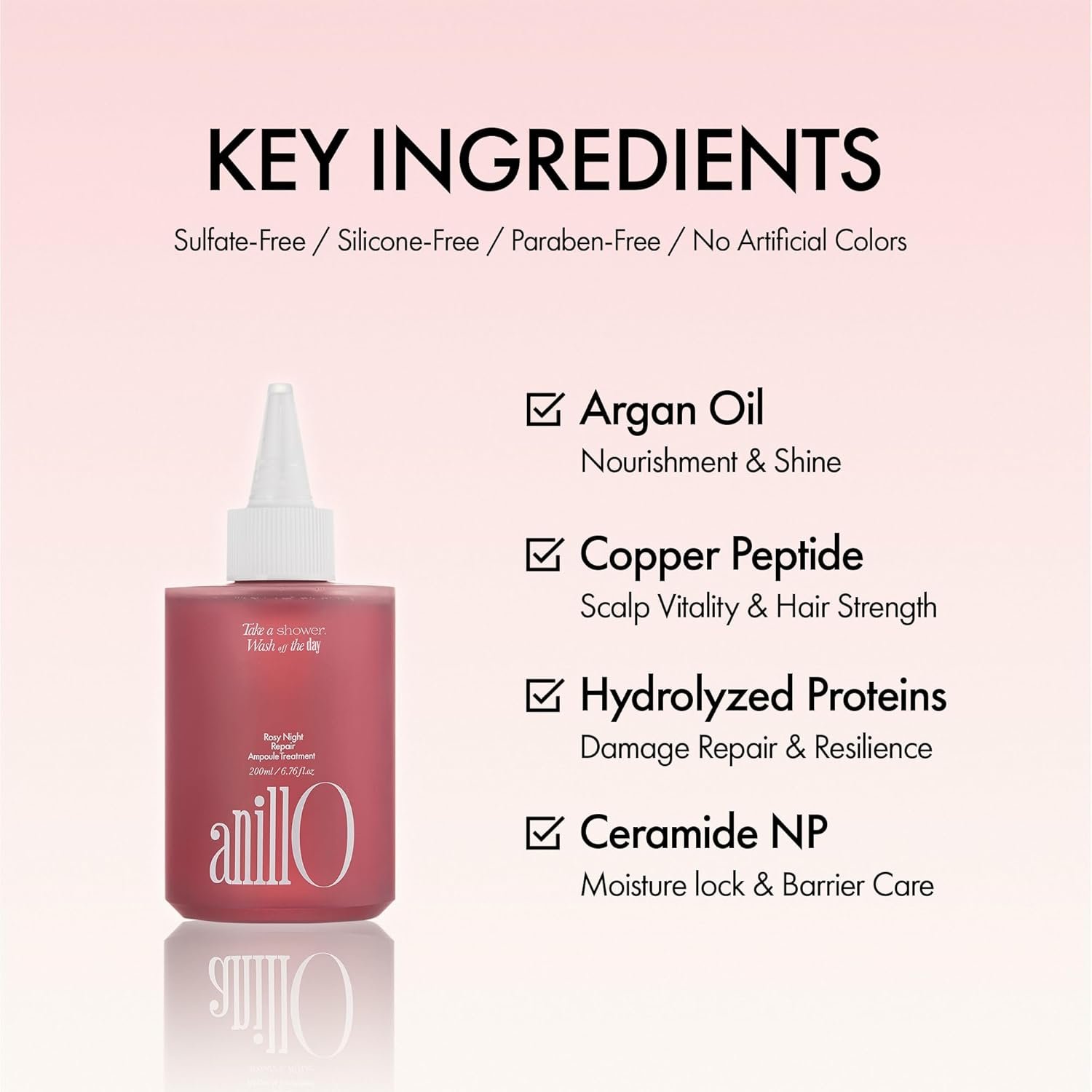 ANILLO Peptide Hair Mask for Damaged Frizzy Hair, Rosy Night, 6.76 fl oz - Image 3