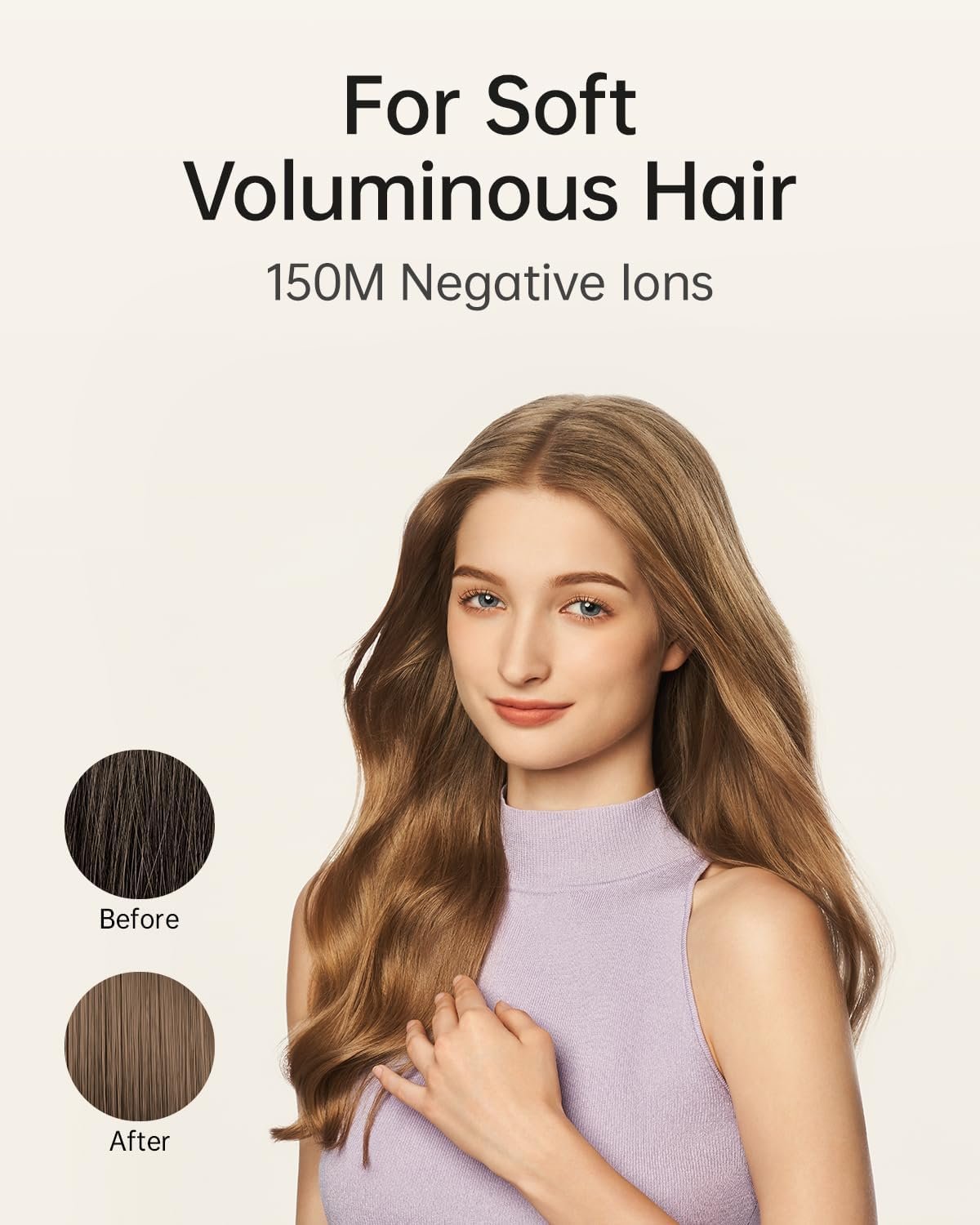 Laifen SE Lite High-Speed Ionic Hair Dryer with Diffuser, Milktea | Thermo-Control, 150M Negative Ions for Frizz Control, Lightweight, Perfect for Sleek Styling & Daily Use, Gifts for Women - Image 3
