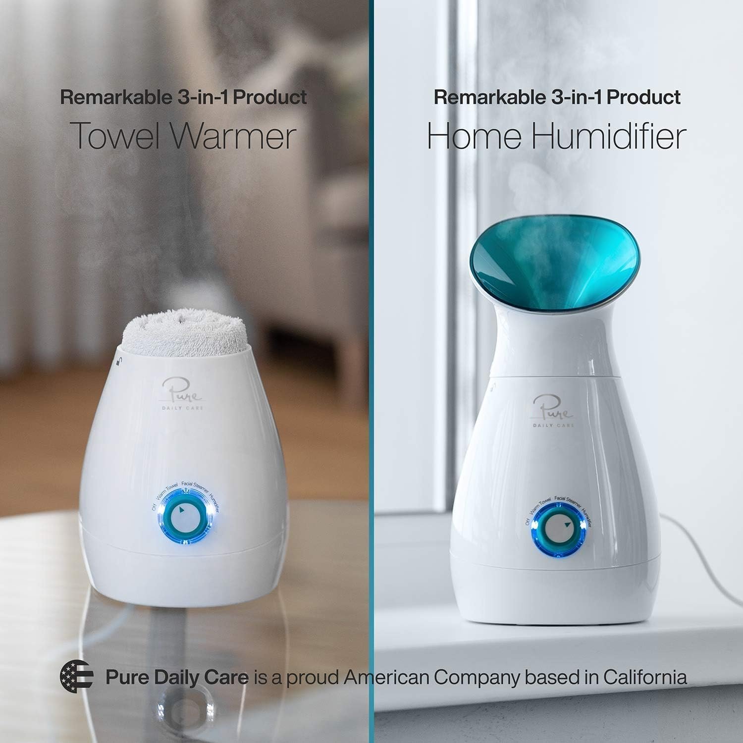 Pure Daily Care NanoSteamer Large 3-in-1 Nano Ionic Facial Steamer with Precise Temp Control - Humidifier - Unclogs Pores - Blackheads - Spa Quality - Bonus 5 Piece Stainless Steel Skin Kit (Teal) - Image 6
