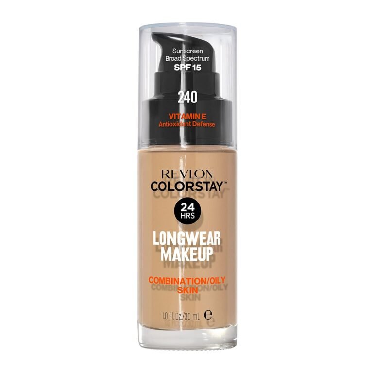 Revlon Colorstay Longwear Makeup Combo/Oily, 240 Medium Beige, 1 fl oz | Longwear foundation for combination & oily skin with SPF 15. Medium-full coverage, matte finish. Up to 24hr wear.
