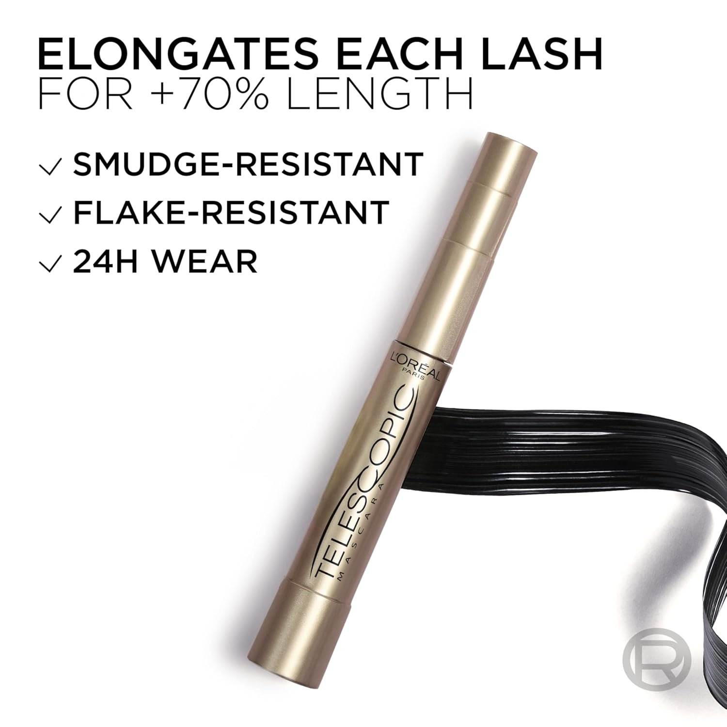 L’Oreal Paris Makeup Original Telescopic Mascara, Separating Mascara Volume and Length Formula, Washable, Blackest Black, 0.27 Fl Oz., 1 Count - Image 7