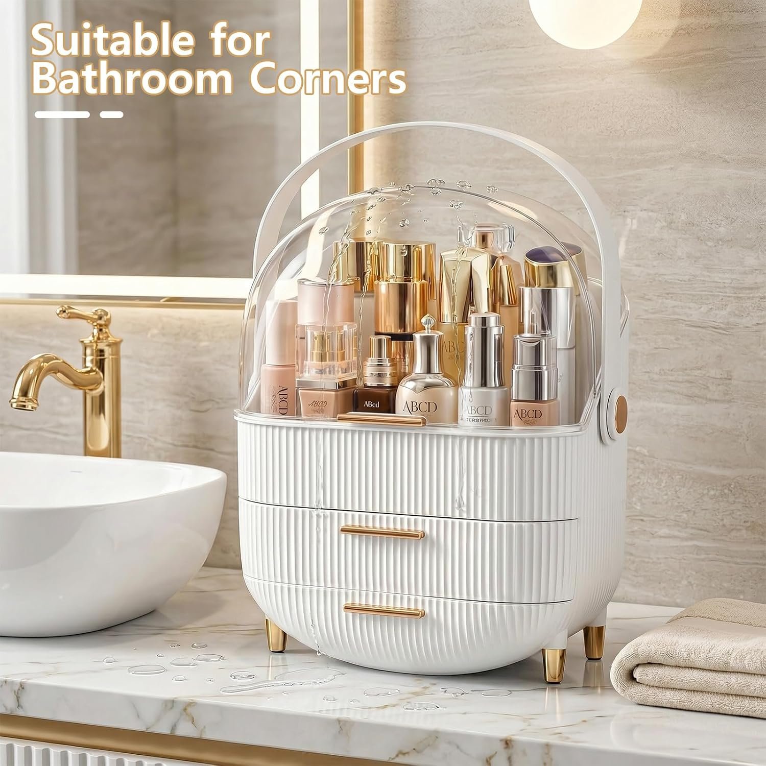 NestOrganix Makeup Organizer Skincare Organizers With Drawers | Cosmetic Display Cases with Transparent Cover, Skincare Organizers for Bathroom Countertop, Bedroom Vanity Desk, White - Image 4