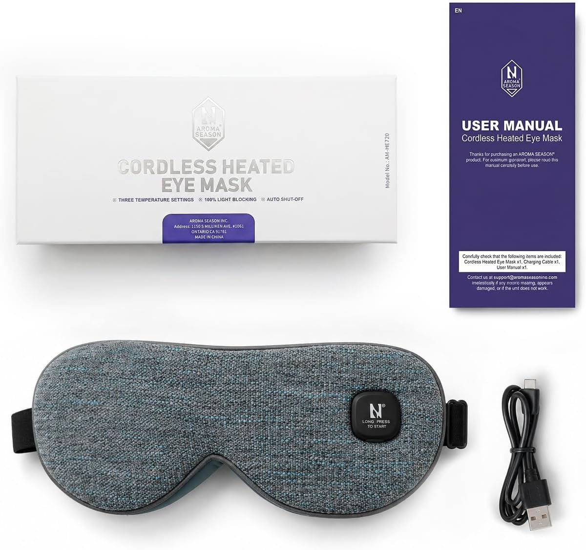 Aroma Season Heated Eye Mask Cordless, Warm Compress for Dry Eyes, Stye. Blepharitis, Chalazion, MGD, Machine Washable Perfect Light Blocking (Grey) - Image 7