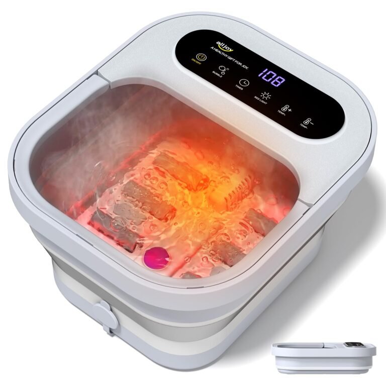 ALLJOY Foldable Foot Soaking Tub with Heat,Smart Touch Screen Foot Bath Spa | Pedicure Bath with Pumice Stone, Bubbles & 6 Rollers, Fits Men Size 12, Safe Fast Heating Basin, Gift for Teachers & Nurses