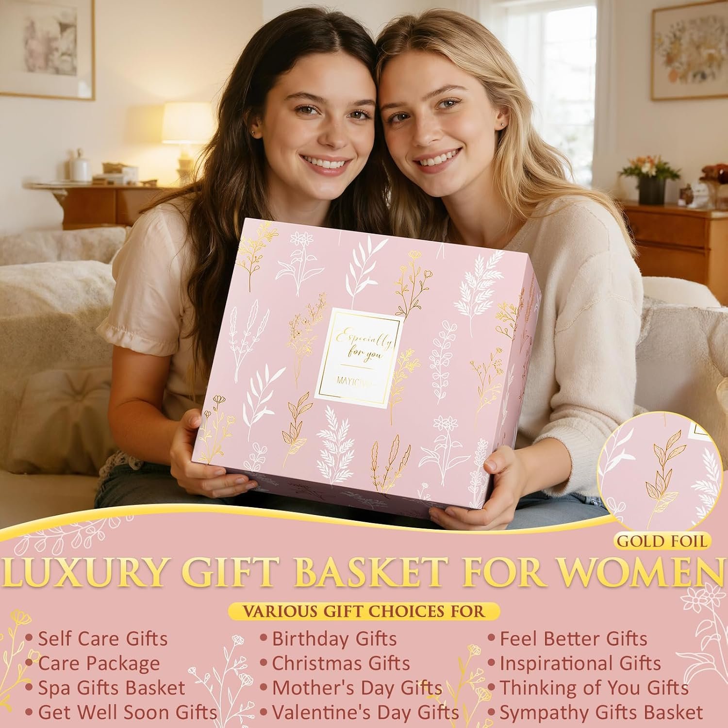 Birthday Gifts for Women, Spa Self Care Package Get Well Soon Gift Baskets | Sympathy Gift Set w/ Crochet Flower Bouquet, Christmas Thinking of You Gifts Basket for Women Mom Her Best Friend Sister Wife - Image 3
