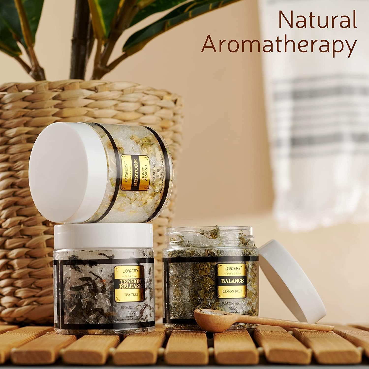 Gifts for Women Who Have Everything Spa Gift Basket, Epsom Bath Salts Gift Basket Set, Self Care Salt W/Essential Oil, Gifts for Mom, Her, Lavender, Eucalyptus, Lemon, Coconut, Tea Tree, Honey Almond - Image 3