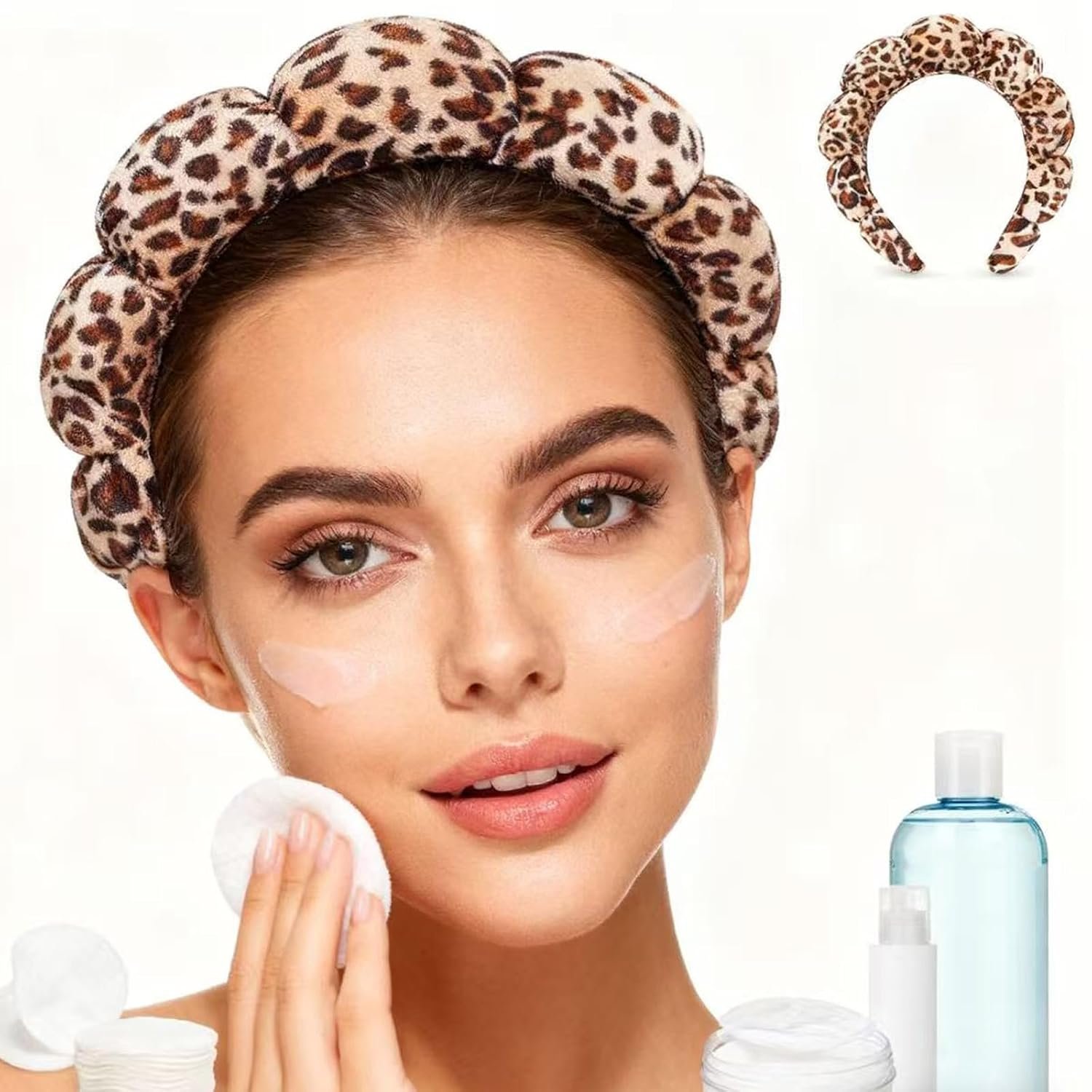 Spa Headbands for Washing Face Makeup Skin Care Women Bubble Facial Beauty Headbands Puffy Shower Towel Band Hairband - Image 7