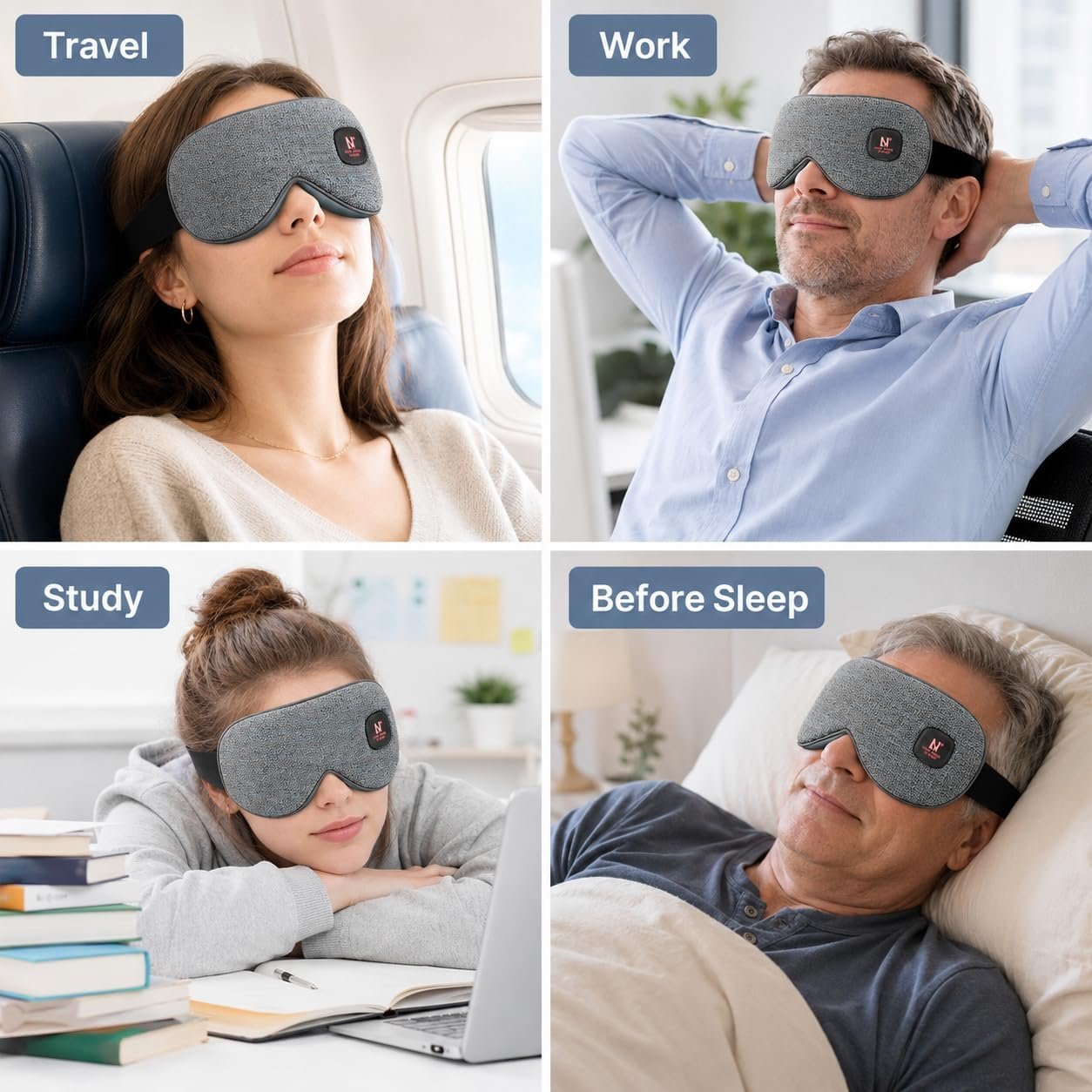 Aroma Season Heated Eye Mask Cordless, Warm Compress for Dry Eyes, Stye. Blepharitis, Chalazion, MGD, Machine Washable Perfect Light Blocking (Grey) - Image 6