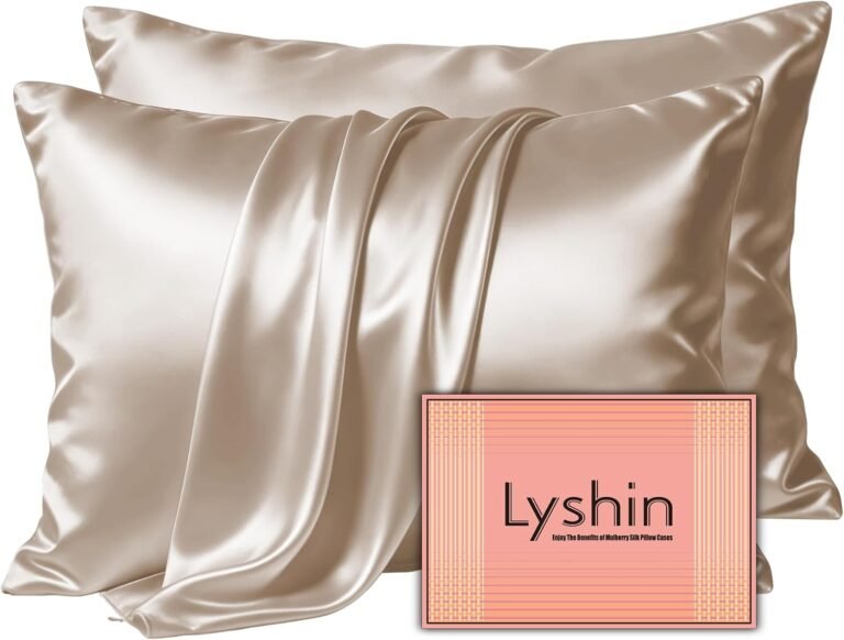 LYSHIN Silk Pillow Cases 2 Pack Queen Size with Zipper, Champagne | 19 Momme Mulberry Silk Pillowcase for Skin and Hair, Anti-Acne, Hypoallergenic, Cooling, Beauty Sleep, Gifts for Women
