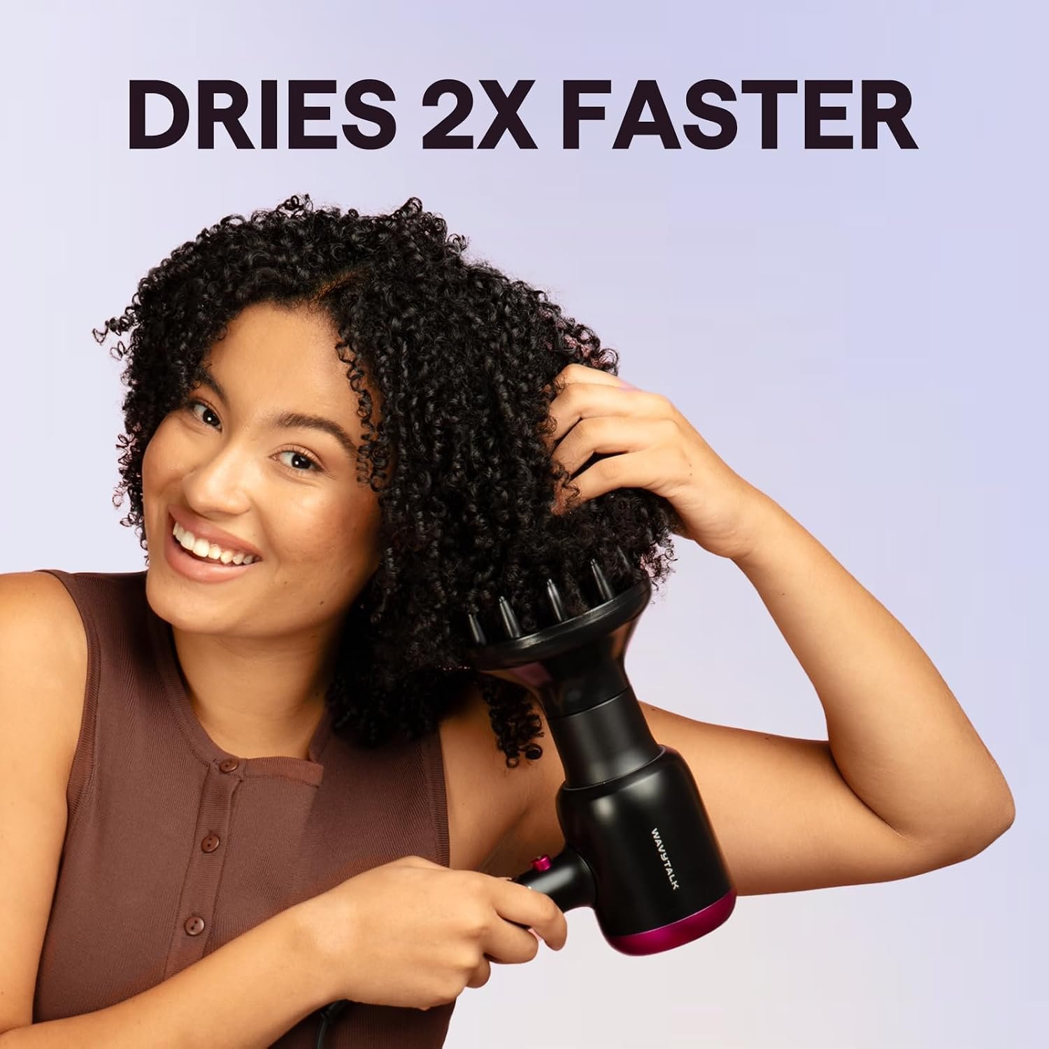 Wavytalk Blown Away Ionic Hair Dryer with Diffuser for Curly Hair | 1875W Fast Drying, 3 Attachments for All Hair Types, Ceramic Healthy Shine, Lightweight & Quiet (Black) - Image 2