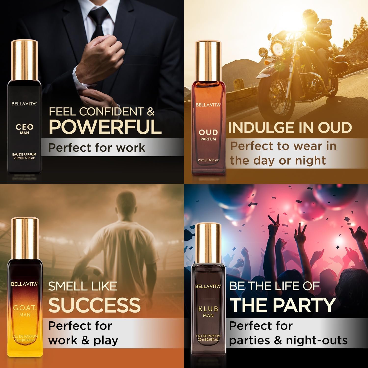 Bella Vita Organic Man Luxury Perfume Gift Set 4x20 ML for Men with Dominus, Oud, CEO, Impact Perfume|Woody, Citrusy Long Lasting EDP & EDC Fragrance Scent |80 ML - Image 5
