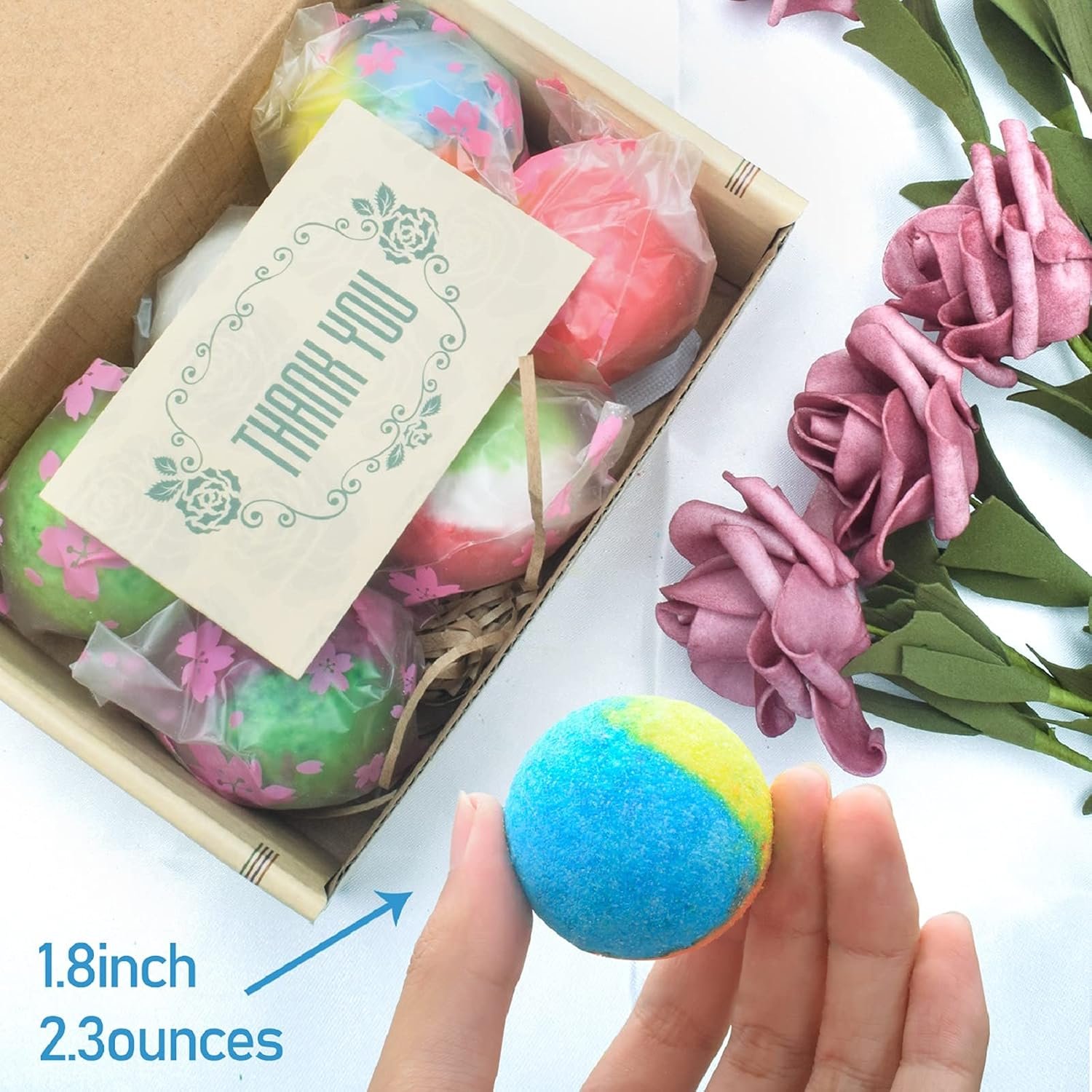 INTEYE Organic Bath Bomb Set, 24 Moisturizing Essential Oil Fizzies | 24 handmade fizzies rich in essential oils, moisturize dry skin. Great for all: birthday, Christmas, Mother's Day - Image 6