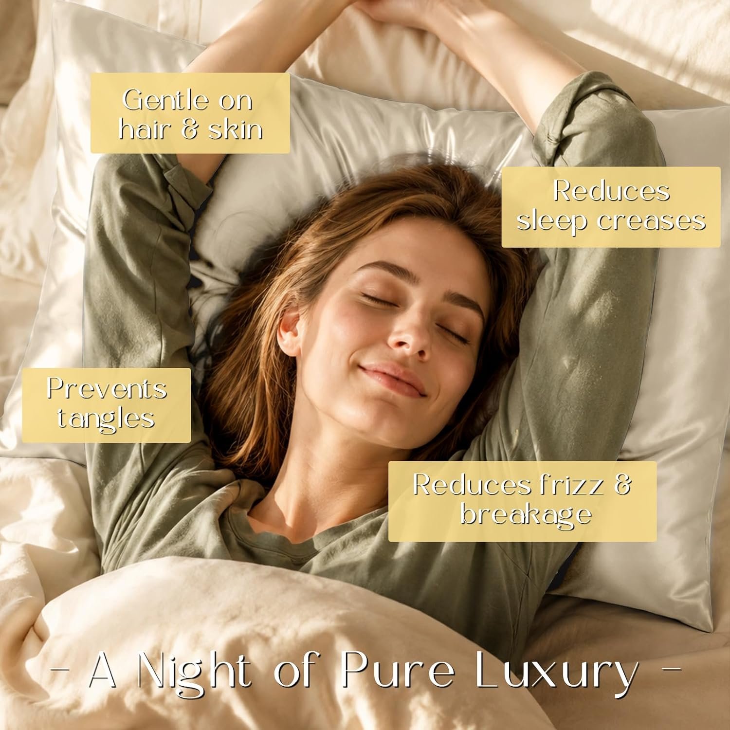 ZIMASILK 25 Momme 100% Pure Mulberry Silk Pillow Cases, Ivory, Standard | Natural Silk, Highest Grade 6A, Hair and Skin Care, Thick & Soft, Gift for Women Men, 1pc (Standard 20"x26") - Image 4