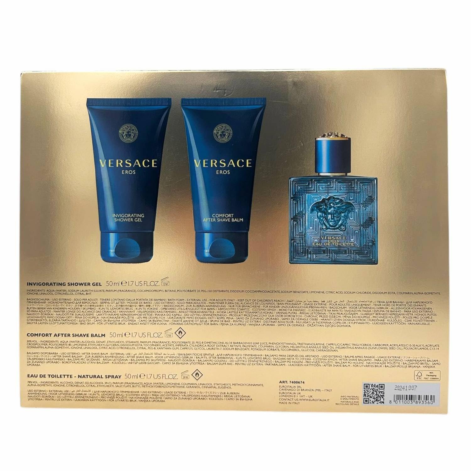 Versace Eros 3-Piece Gift Set for Men, 1.7 Oz EDT, 1.7 Oz Shower Gel and 1.7 Oz After Shave Balm - Image 5