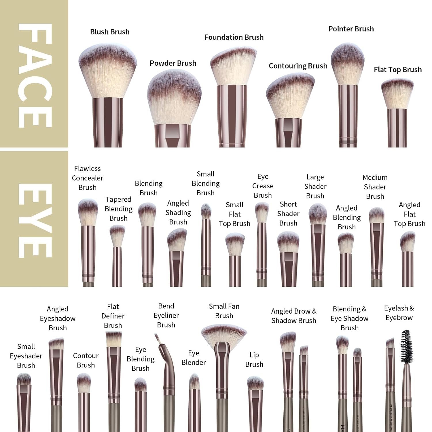 MAANGE Makeup Brush Set 51 PCS Professional Makeup Brushes Soft Foundation Powder Eyeliner Eye Shadow Makeup Brushes Set Travel Make up Brush Kit (Champagne) - Image 4