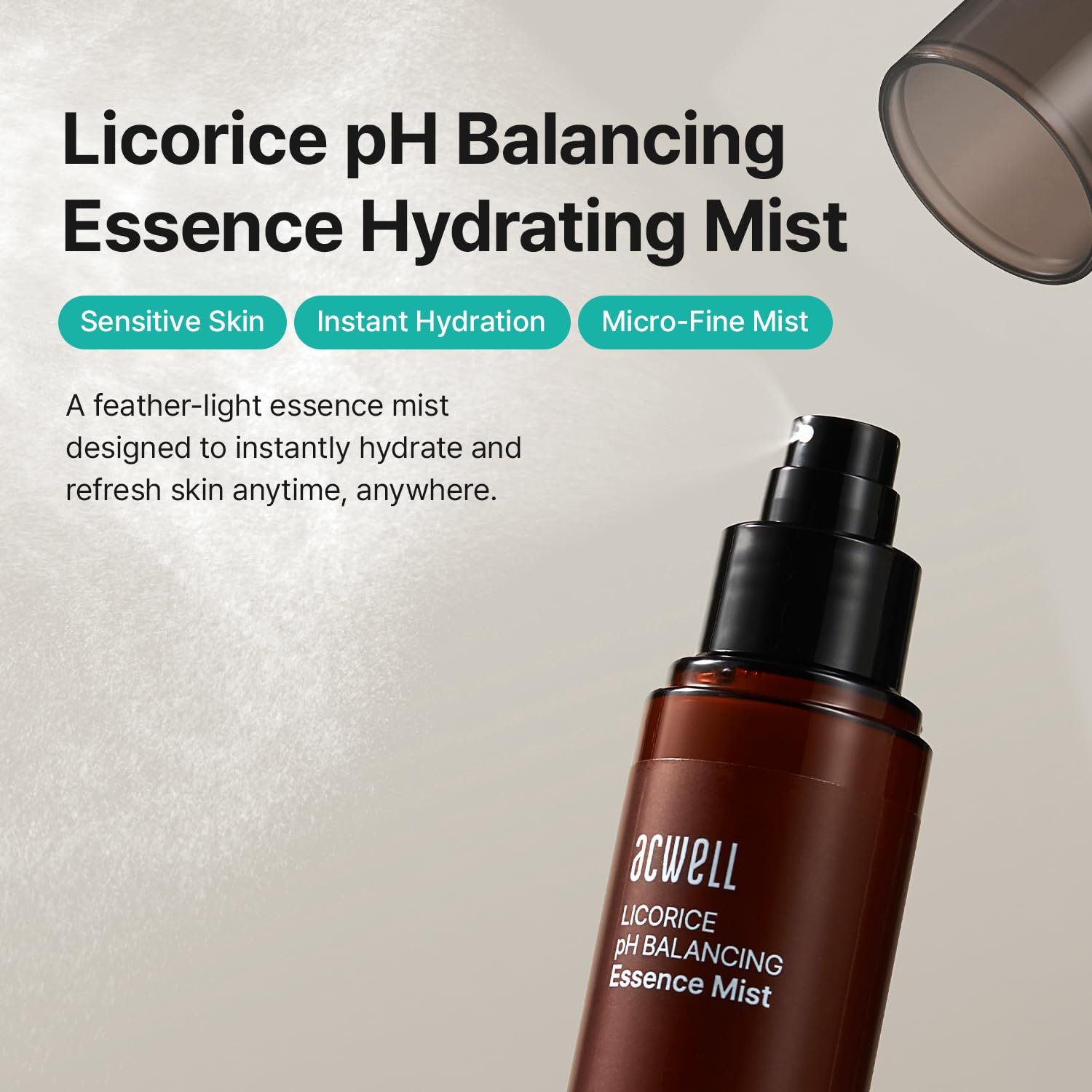 ACWELL Licorice pH Balancing Essence Hydrating Face Mist – Ultra-Fine Facial Spray, Triple Hyaluronic Acid & Panthenol, Soothing & Barrier Repair for Sensitive Skin, 3.38 fl oz - Image 2