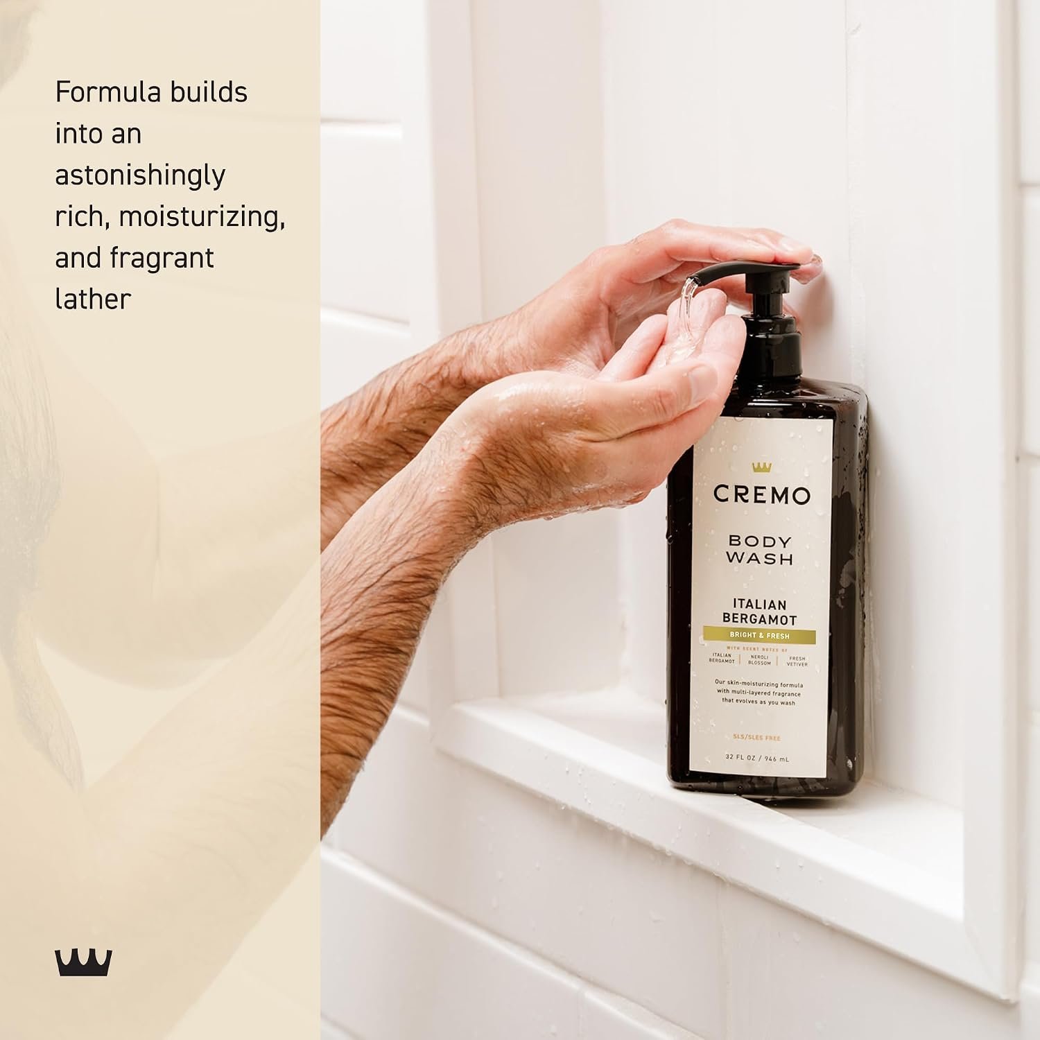 Cremo Rich-Lathering Italian Bergamot Body Wash for Men, 32 Fl Oz - Image 4