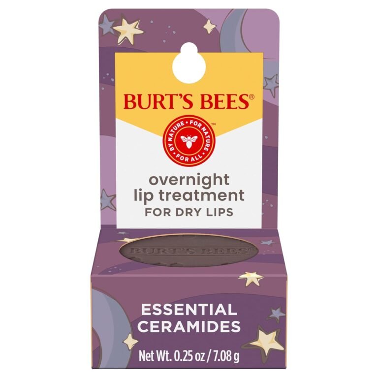 Burt's Bees Original Overnight Intensive Lip Treatment, Moisturizing, Restorative, Reduces Fine Lines, Vitamin E, Ceramides Oils, Natural Origin Lip Care, 0.25 Oz. | Moisturizing and Restorative, Reduces Fine Lines, Vitamin E, Ceramides Oils, 100 Percent Natural Origin Lip Care