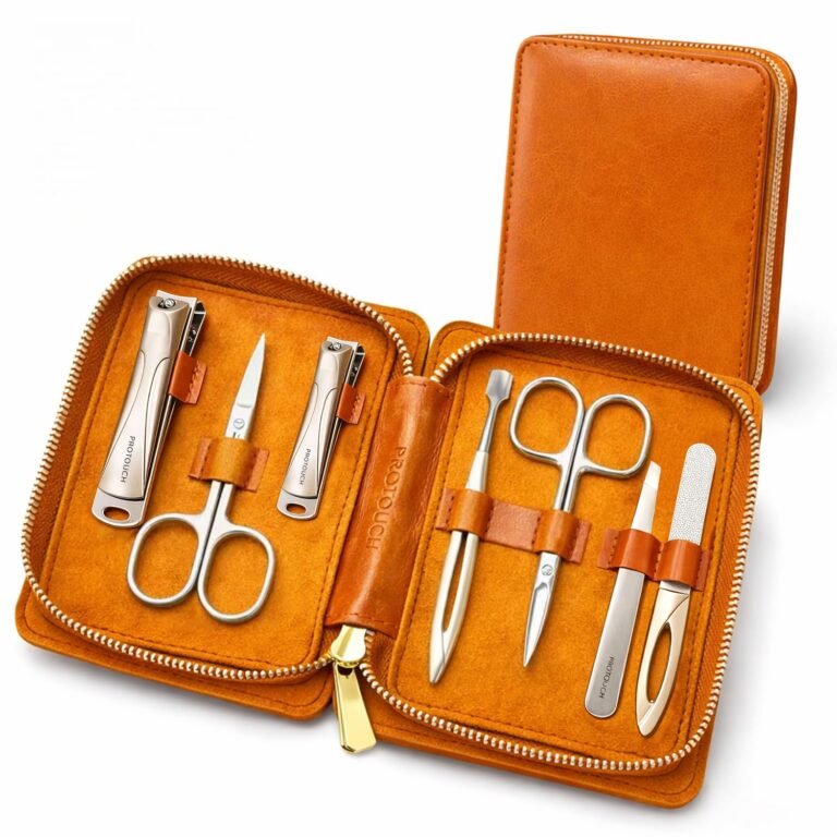 PROTOUCH Premium Manicure Set for Men & Women, Professional Nail Grooming Kit, Nail Clipper Set with Precision Stainless Steel Tools, Elegant Vegan Leather Travel Case, Luxury Gift Set
