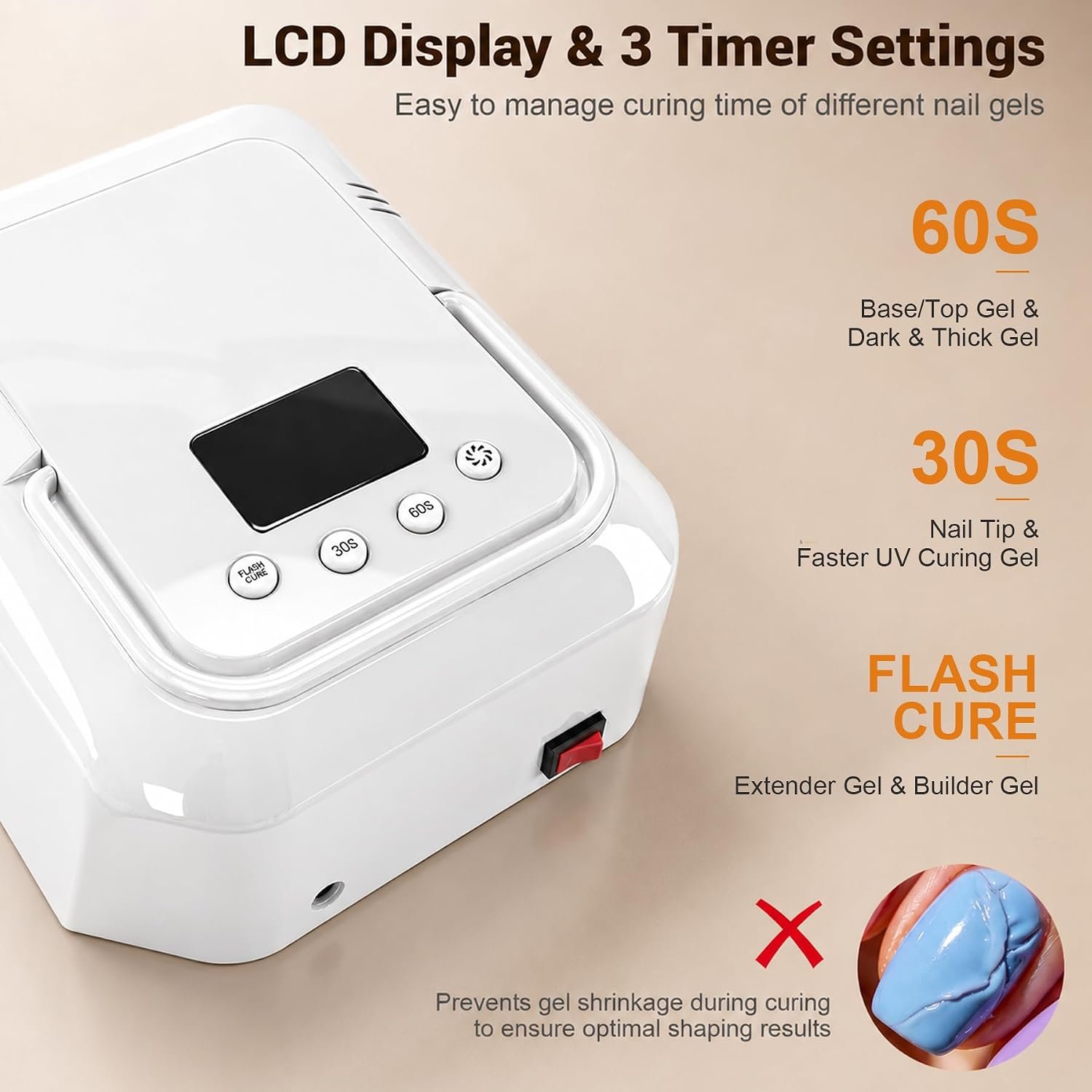 Rechargeable UV LED Nail Lamp Cordless, 108W Professional Nail Lamp for Gel Nails with Cooling Fan,Fast Drying Nail Dryer for Home or Salon Use(White) - Image 5