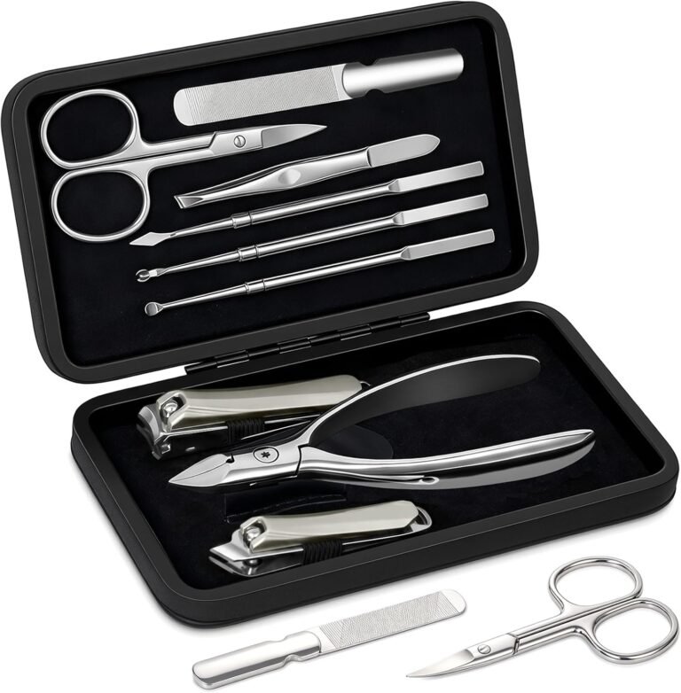 Leipple 9 in 1 Professional Manicure Kit with Magnetic Leather Case,Black | Premium Stainless Steel Manicure Set,Portable Nail Clipper Set Gift for Men & Women