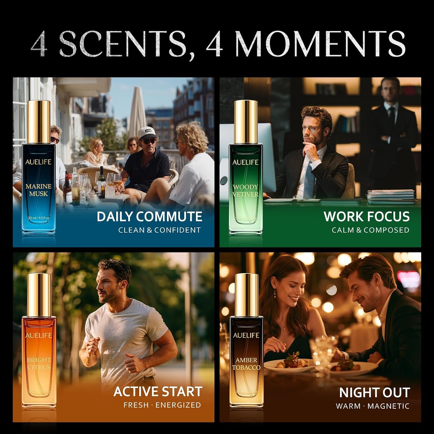 Auelife Men's Perfume Gift Set, 4x30mL Cologne, Gifts for Father, Dad & Him - Image 6