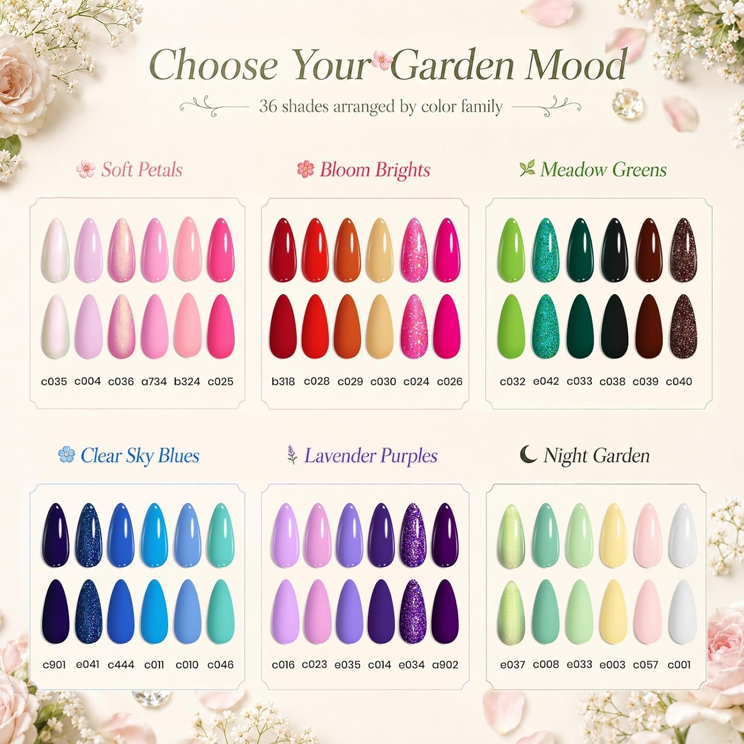 Beetles Gel Nail Polish Set, 40 PCS 36 Colors Verse of Flower Garden Kit - Image 2