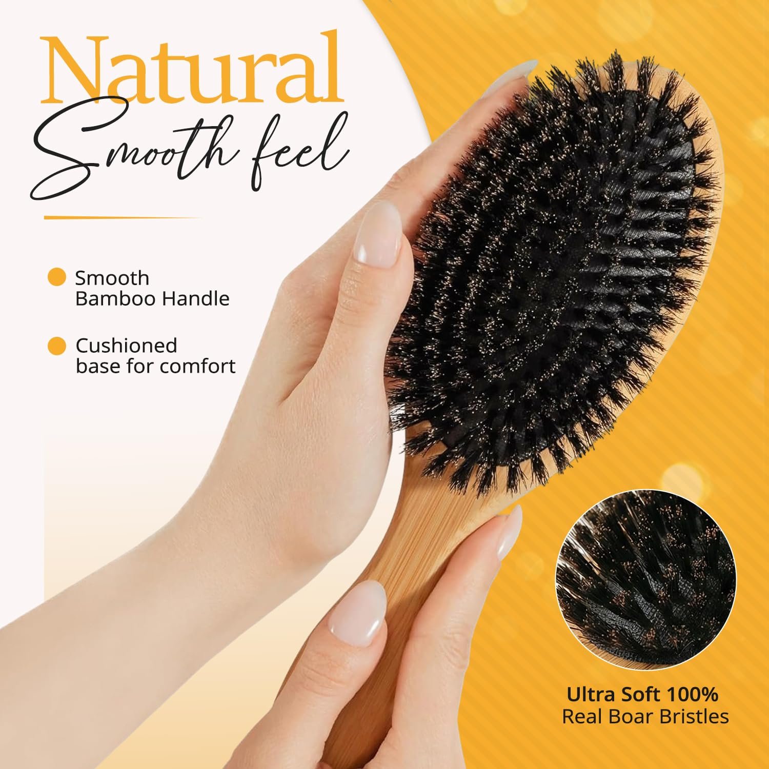 Belula 100% Boar Bristle Hair Brush Set, Medium, for Thin and Fine Hair | Soft bristles, wooden comb, travel bag, spa headband included, restores shine, distributes natural oils, boosts circulation - Image 6