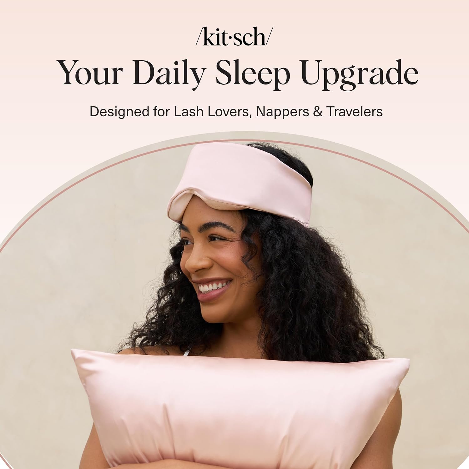 Kitsch Contour Satin Sleep Mask | Eye Masks for Sleep - Blush | Softer Than Silk Sleep Mask, Blindfold Sleep Masks for Women & Men, No Eye Pressure, Lightweight Eye Mask, Travel Essentials - Image 8