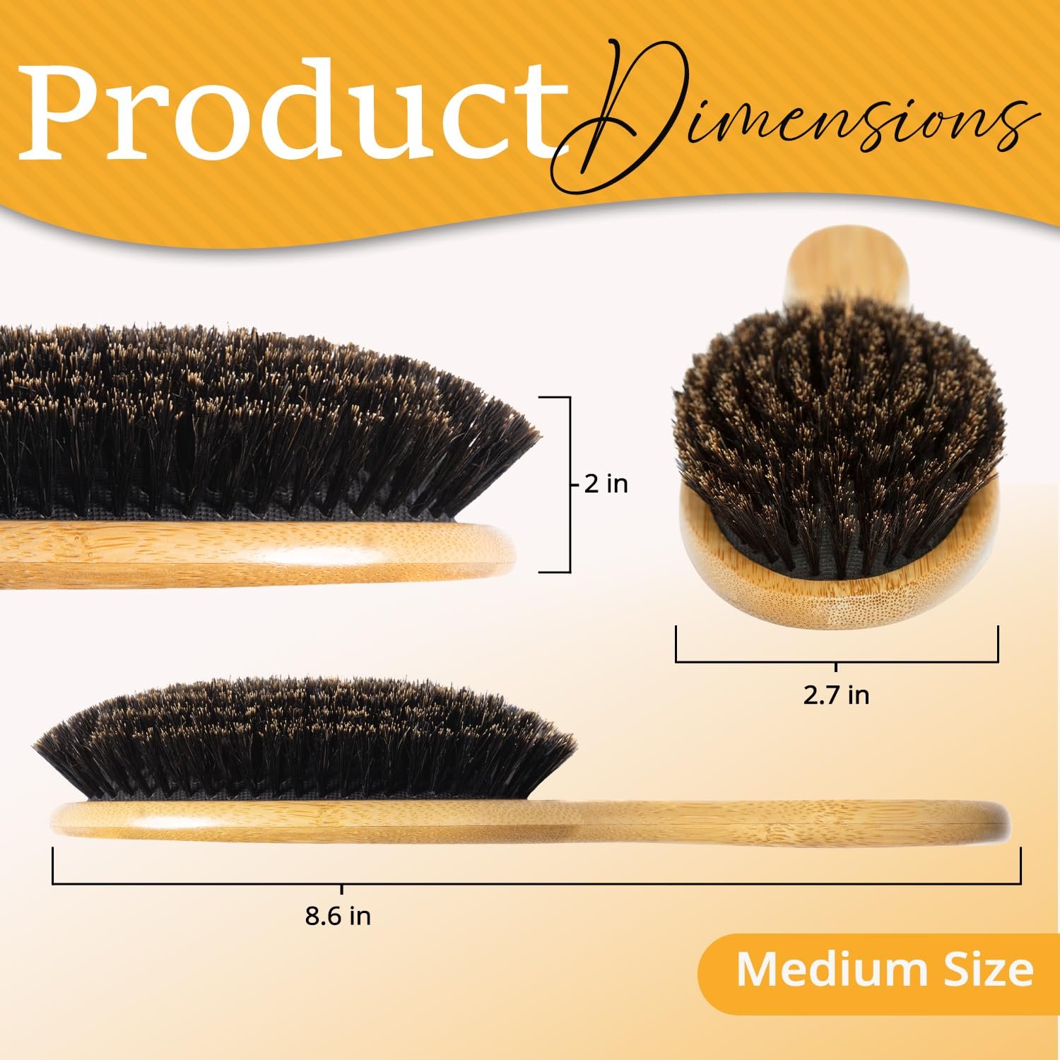 Belula 100% Boar Bristle Hair Brush Set, Medium, for Thin and Fine Hair | Soft bristles, wooden comb, travel bag, spa headband included, restores shine, distributes natural oils, boosts circulation - Image 2