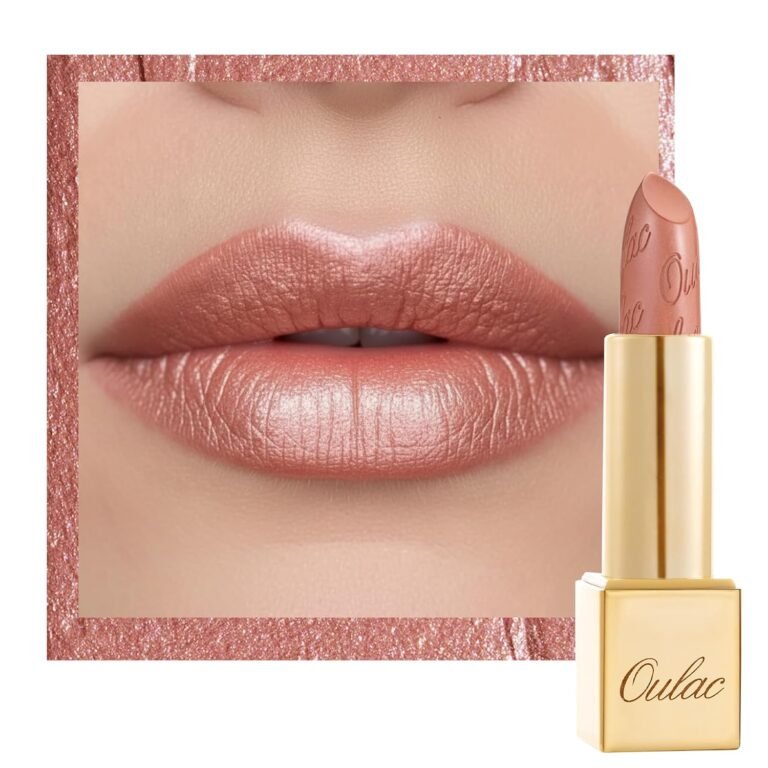 Oulac Nude Lipstick for Women with Metallic 3D Shine Lightweight Hydrating Formula, High Impact Lip Color, Vegan Beauty, Full Coverage Lip Makeup, Christmas Gifts for Women, Pure Envy(07)