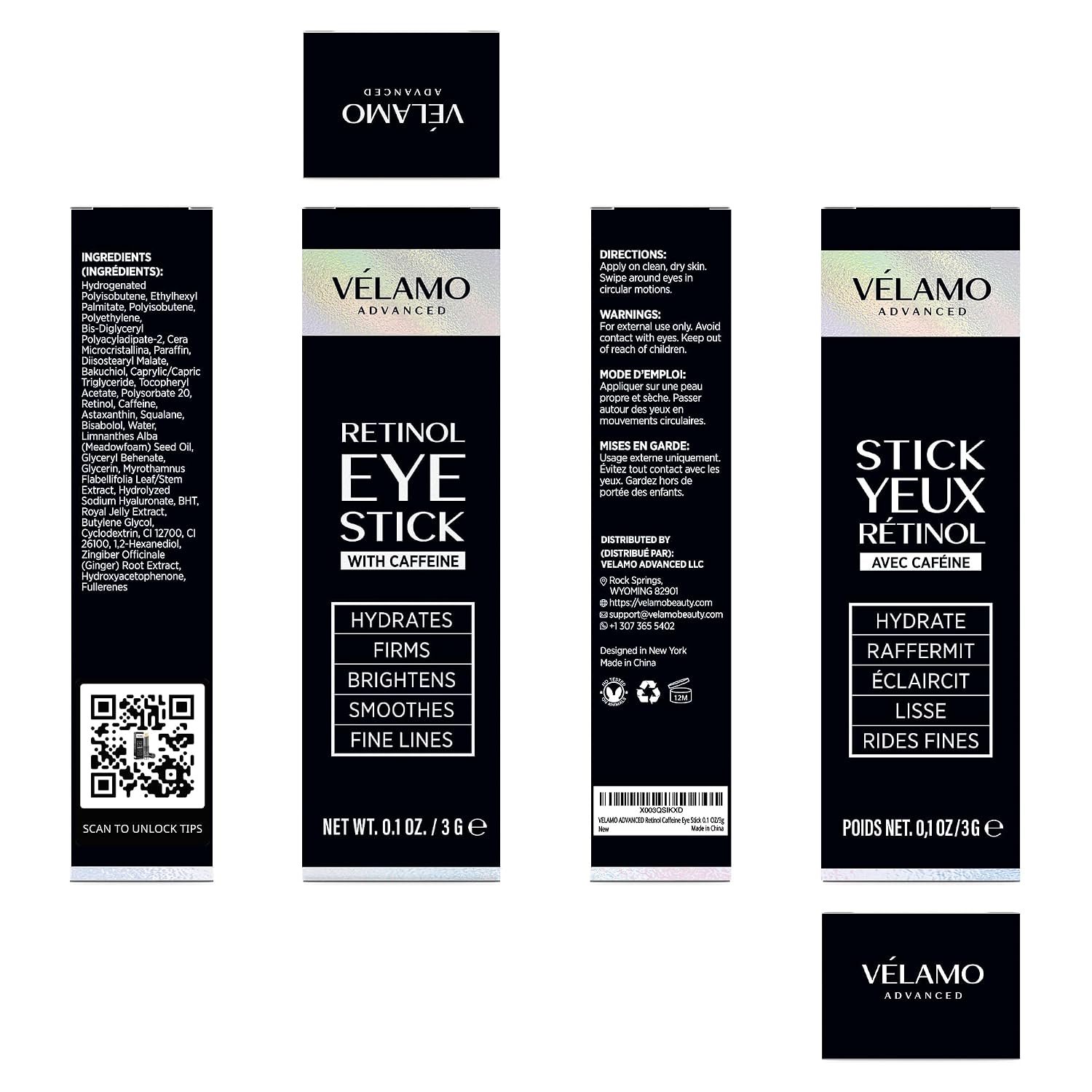 VELAMO ADVANCED Retinol Eye Stick: Retinol Eye Cream for Dark Circles and Puffiness with 1% Bakuchiol and Caffeine - Visibly Reduces Fine Lines Wrinkles Under Eye Bags with Upgraded Formula 0.1 OZ/3g - Image 9