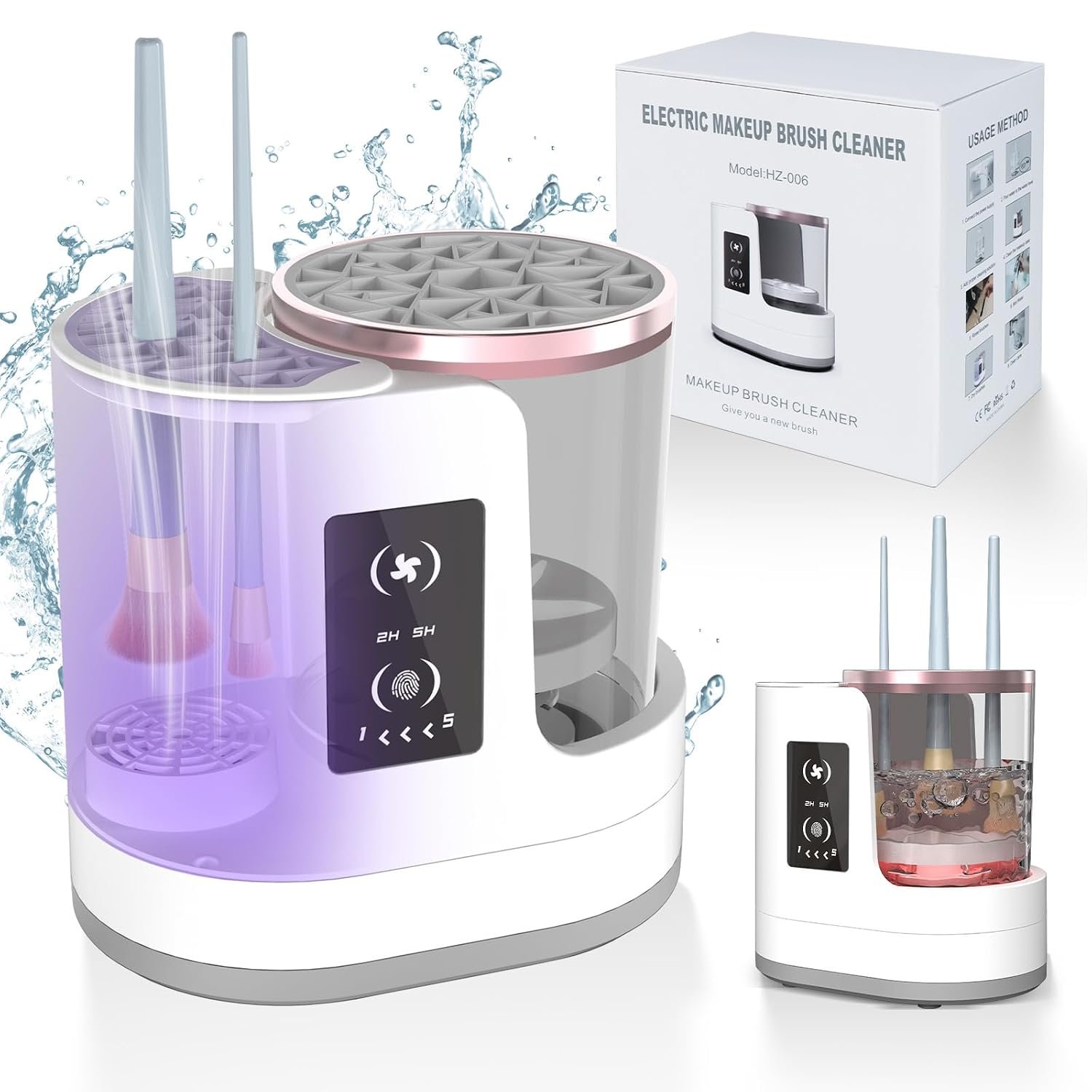 3 IN 1 Electric Makeup Brush Cleaner Machine With Makeup Brush Dryer-Holder-Portable Automatic USB Cosmetic Brushes Cleaner Tool for All Size Beauty Makeup Brush Set,Eyeshadow, Blush Brush