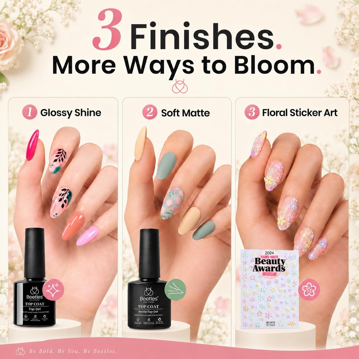 Beetles Gel Nail Polish Set, 40 PCS 36 Colors Verse of Flower Garden Kit - Image 3